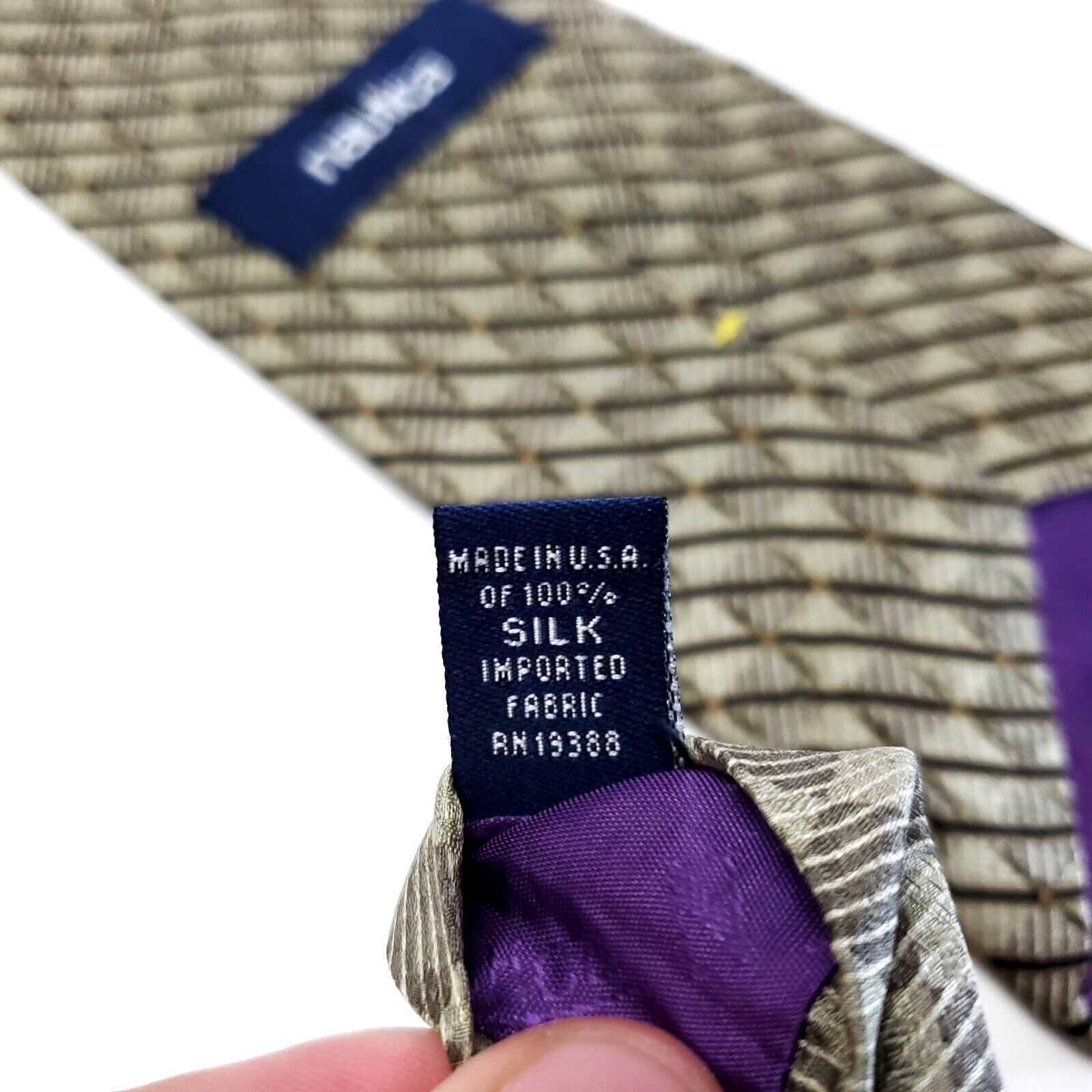 Nautica Nautica Tan Woven Short Wide Striped Geometric Silk Tie Size ONE SIZE - 5 Thumbnail