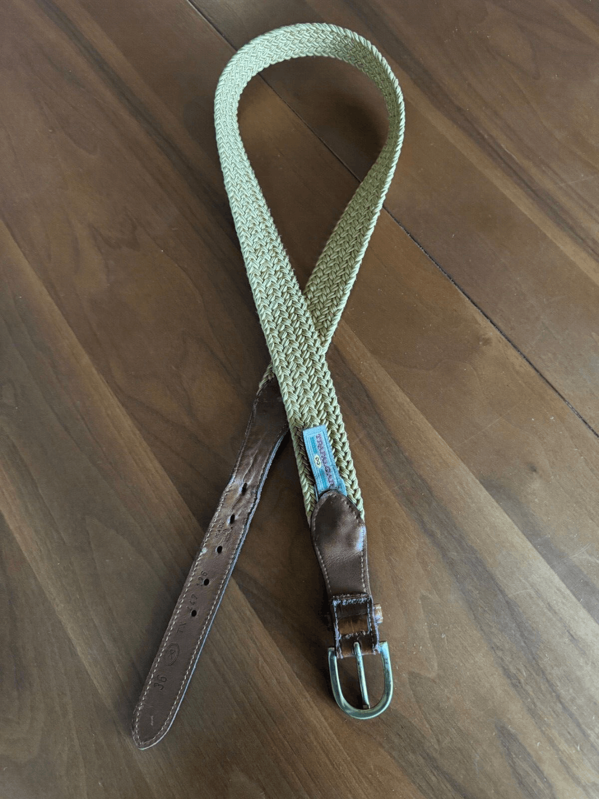 Trafalgar Trafalgar Belt Men's 36 Yellow Woven Braided Croc Size 36 - 2 Thumbnail