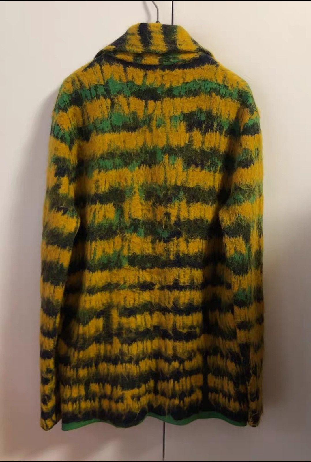 Saint Laurent Paris Saint Laurent Yellow-Green Striped Mohair Knit Cardigan Size US XS / EU 42 / 0 - 2 Thumbnail