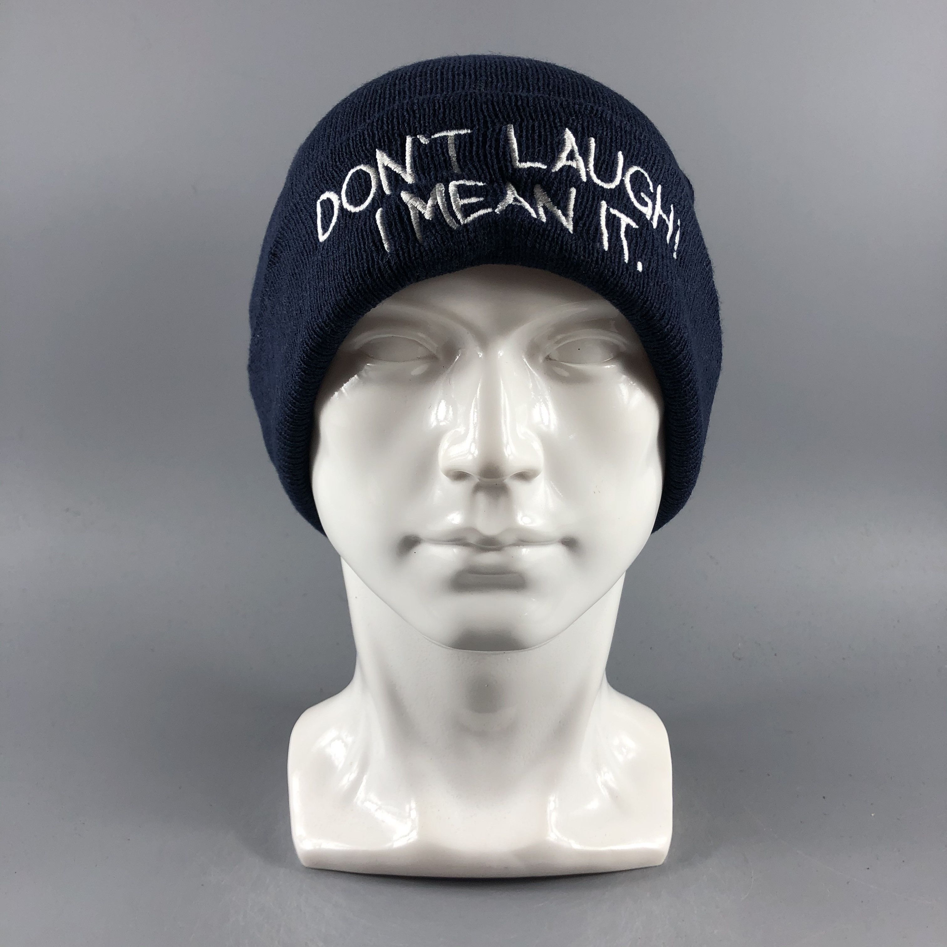 Vintage Wording Dont Laugh! I Mean It Beanie Snow Hat Snow Cap -D189 Size ONE SIZE - 2 Thumbnail