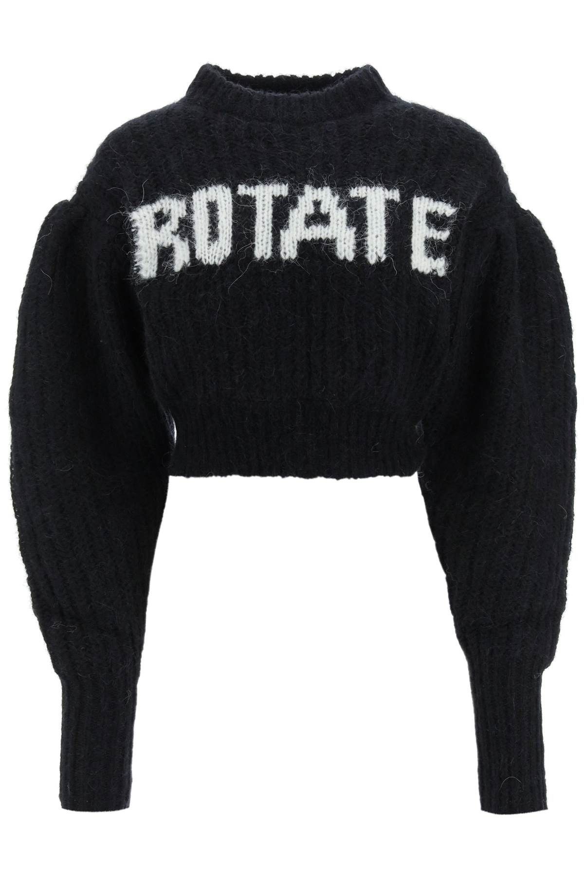 image of Rotate Birger Christensen Rotate Wool And Alpaca Sweater With Logo in Black Comb, Women's (Size Med