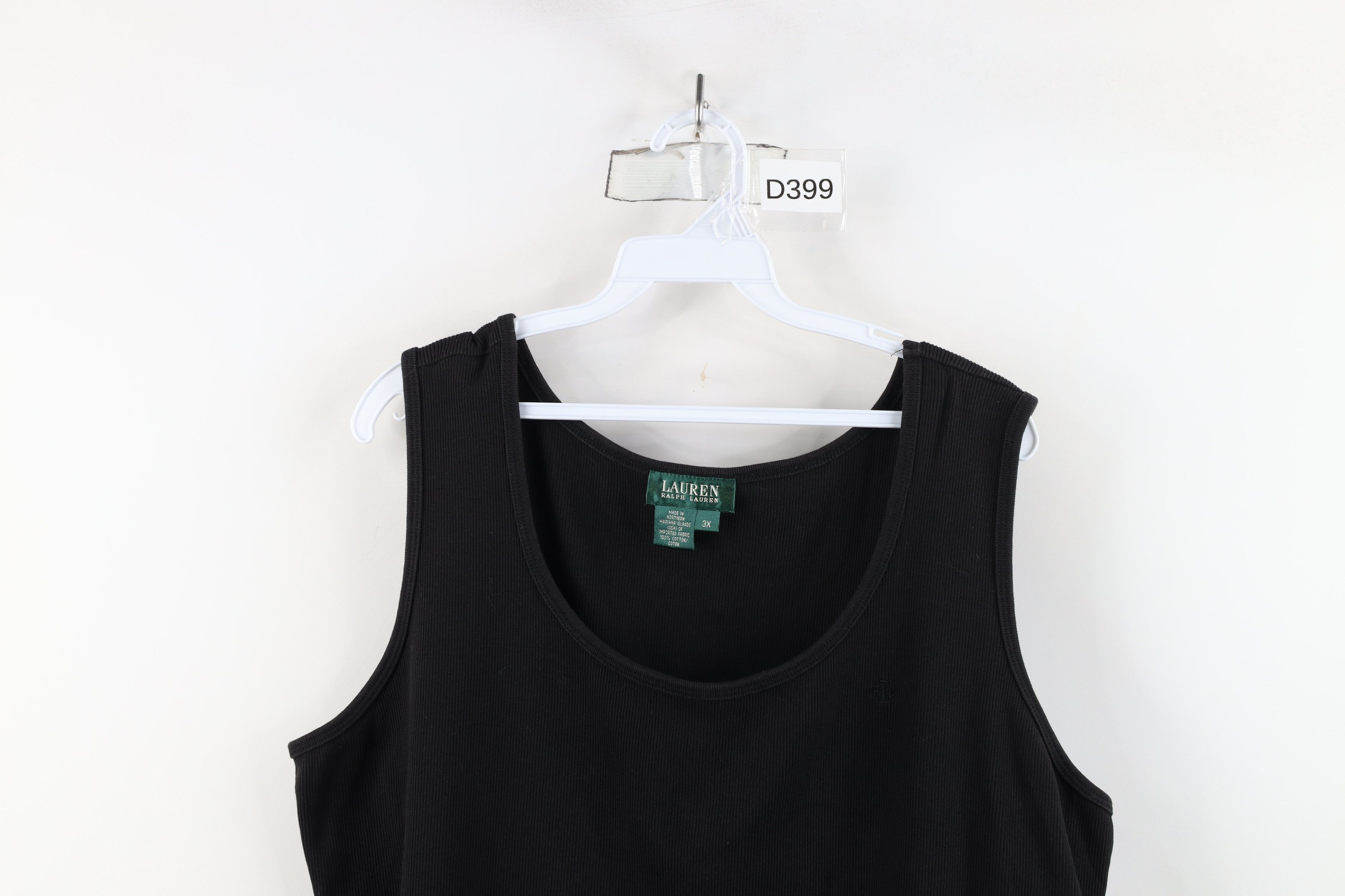 Ralph Lauren × Vintage Vintage 90s Ralph Lauren Knit Tank Top T-Shirt Black USA Size 3XL / US 20-22 - 2 Thumbnail