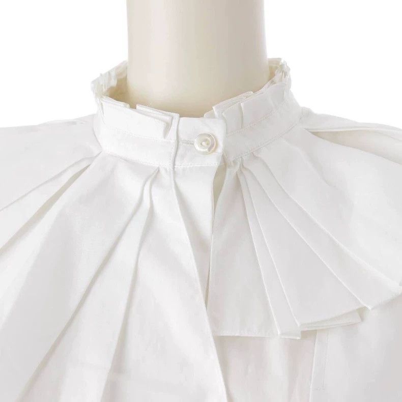 Jil Sander Jil Sander White ruffled blouse with lotus leaf design Size XXS / US 00 / IT 34 - 5 Thumbnail
