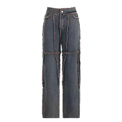 Jean Vintage Tassel Fur Trim Patchwork Jeans Size 27" / US 4 / IT 40 - 2 Thumbnail