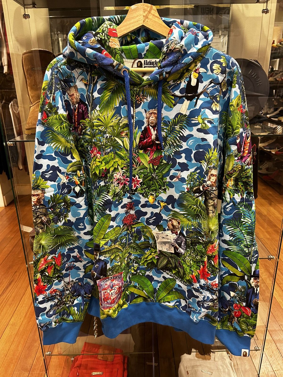 Bape Bape X Monkey 47 Pullover Hoodie Blue Size US XL / EU 56 / 4 - 1 Thumbnail