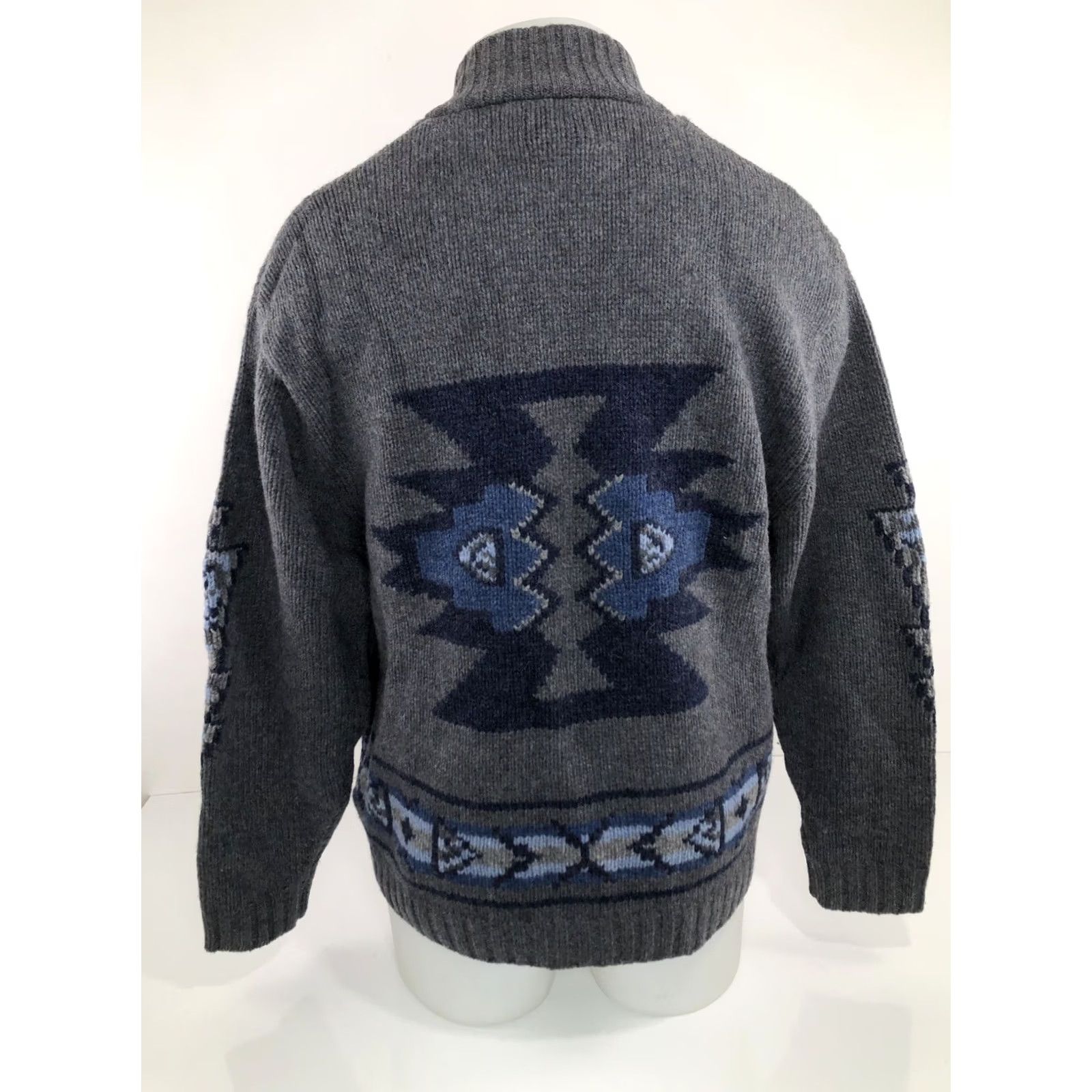 Pendleton Pendleton / Wool Knit Full Zip Southwest Aztec Md. Sweater Jacket Shirt Mens M Gray/Blue Aztec 90s Size US M / EU 48-50 / 2 - 5 Thumbnail