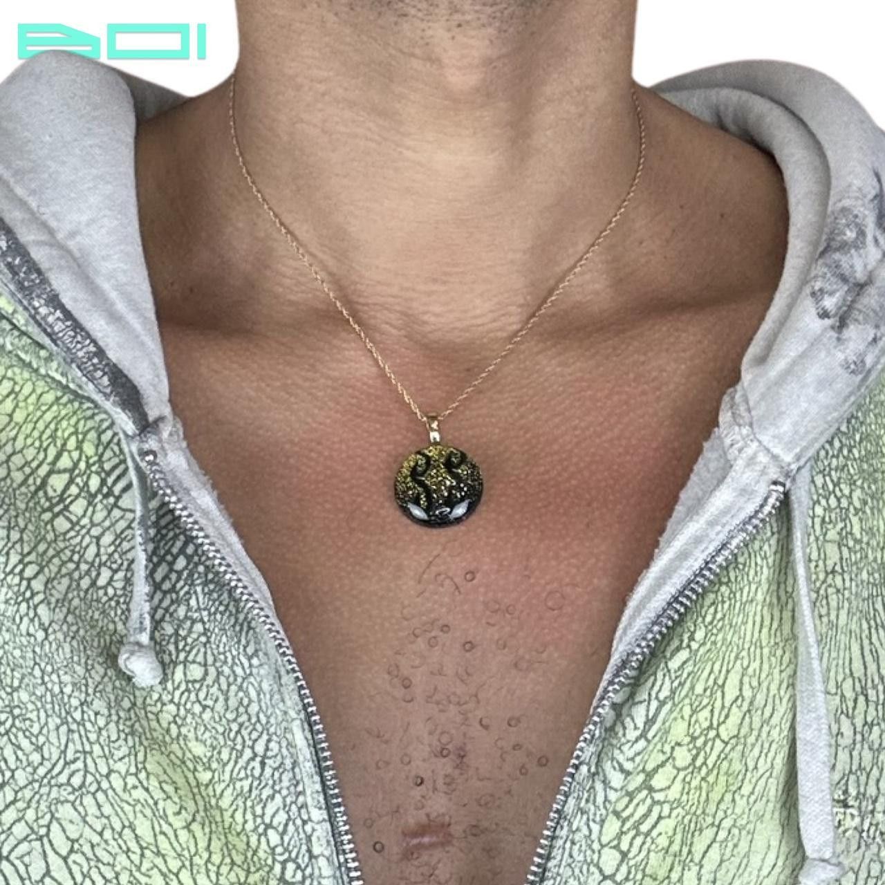 Jewelry Vintage Green Metallic Tattoo Gold Chain Necklace Size ONE SIZE - 3 Thumbnail