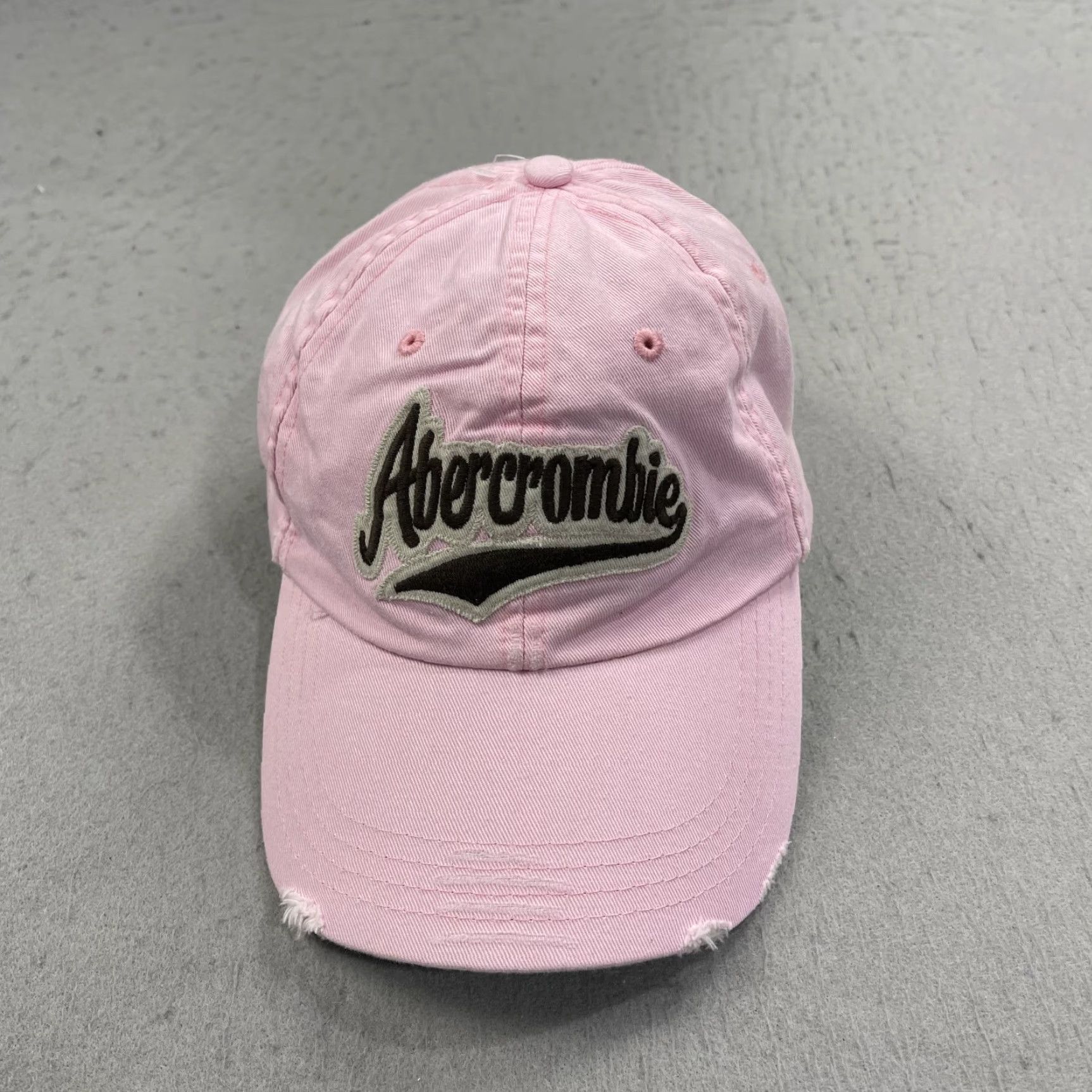 Abercrombie & Fitch VINTAGE Abercrombie and Fitch Hat Adult Pink Script Distressed Dad Cap Logo Y2K Size ONE SIZE - 2 Thumbnail
