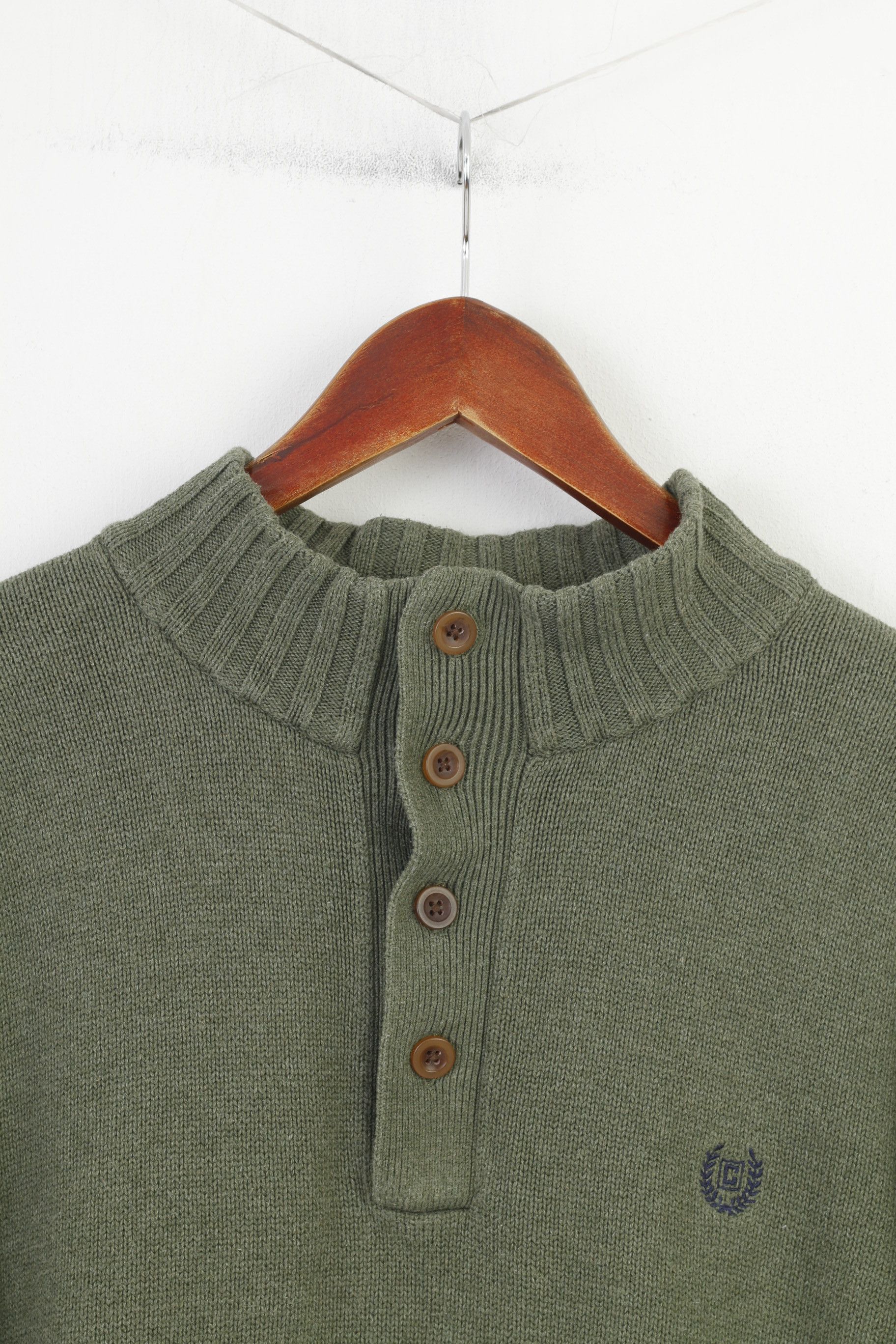 Chaps × Vintage Chaps Men M Jumper Green Cotton Bottoms Collar Sweater 4017 Size US M / EU 48-50 / 2 - 2 Thumbnail