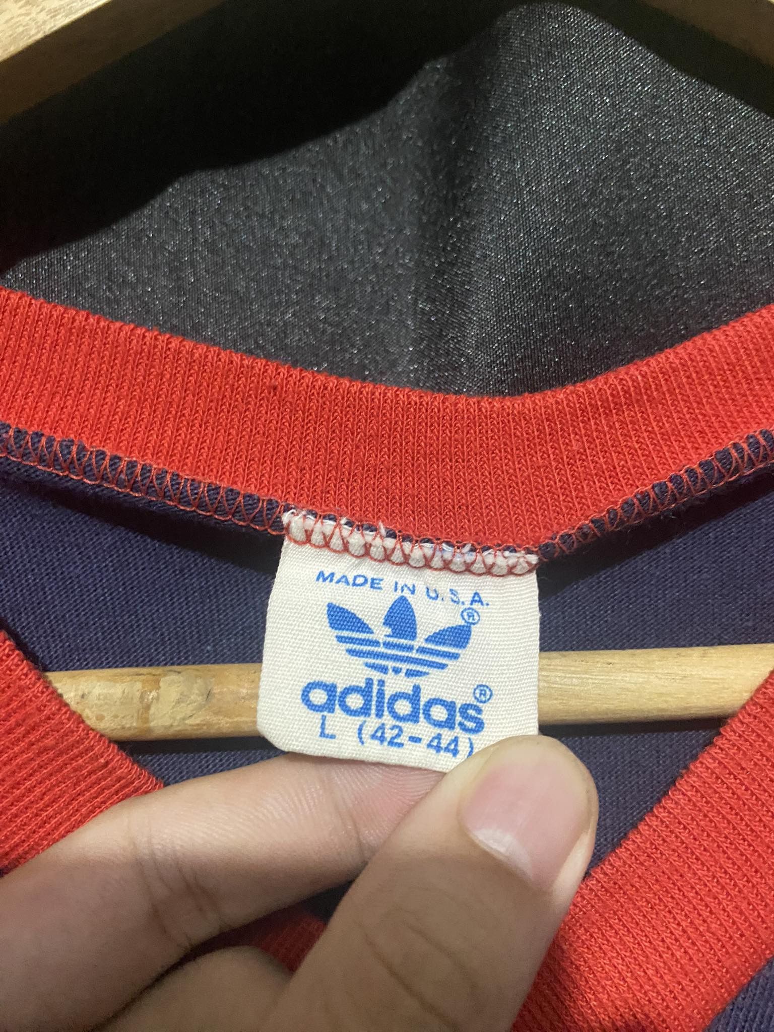 Adidas Vintage 70s/80s adidas made in USA single stitch logo v neck Size US L / EU 52-54 / 3 - 5 Thumbnail