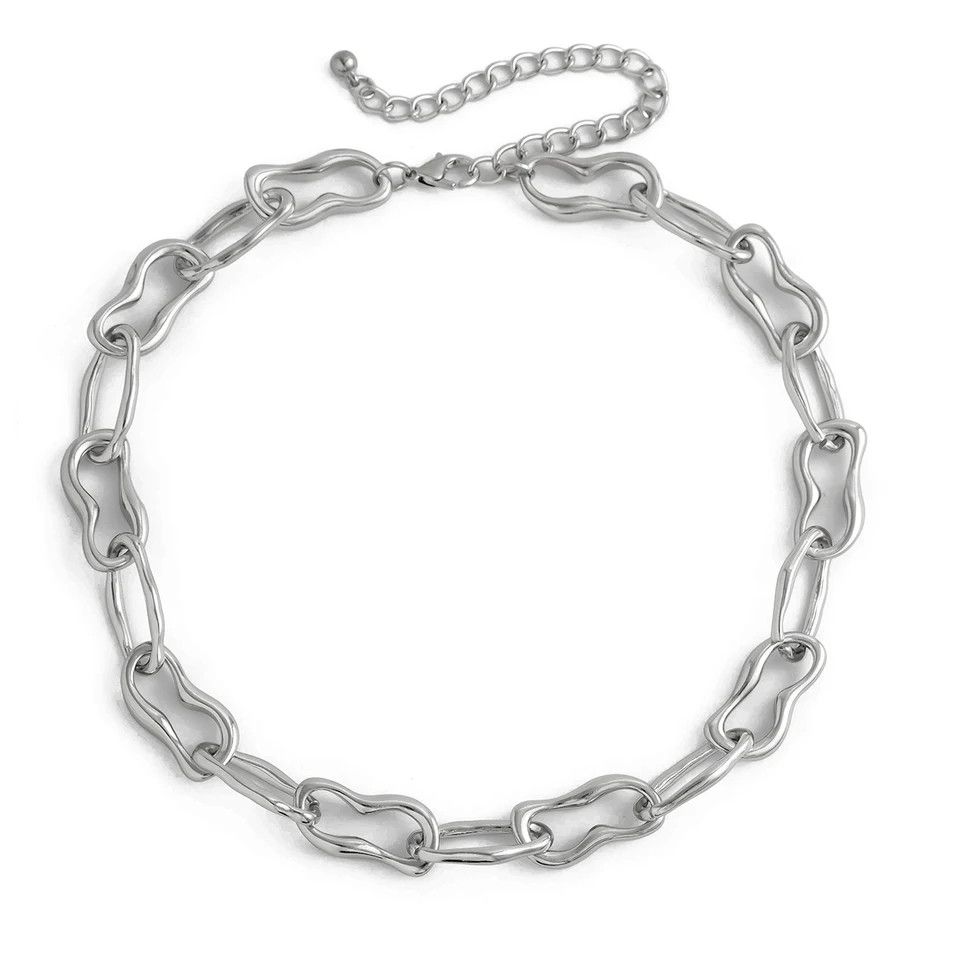 Jewelry Hollow Out Thick Chain Short Necklace Size ONE SIZE - 2 Thumbnail