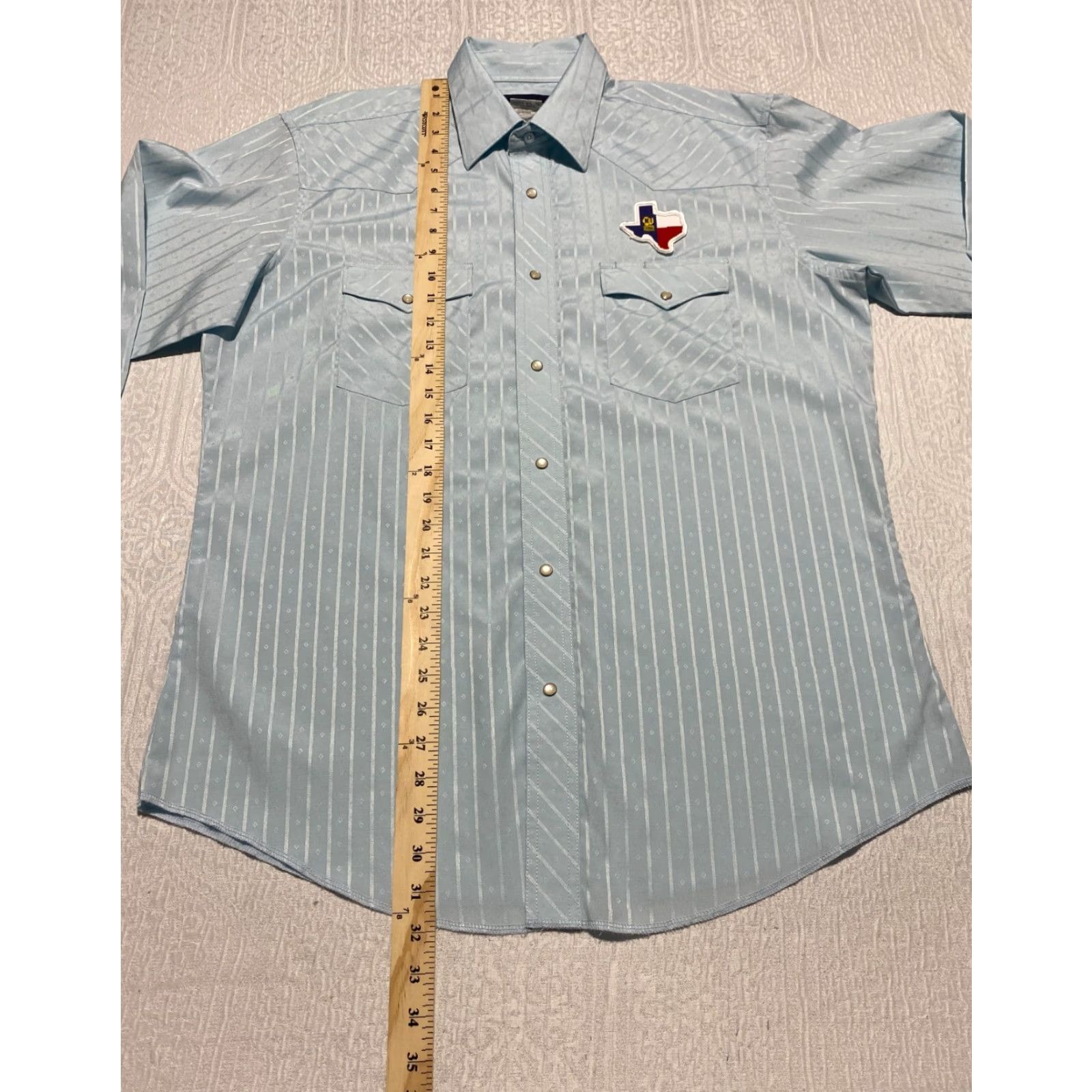 Wrangler Wrangler Shirt Men's Large Blue Pearl Snap Casual Western Cowboy Texas Patch Shirt Size US L / EU 52-54 / 3 - 6 Thumbnail