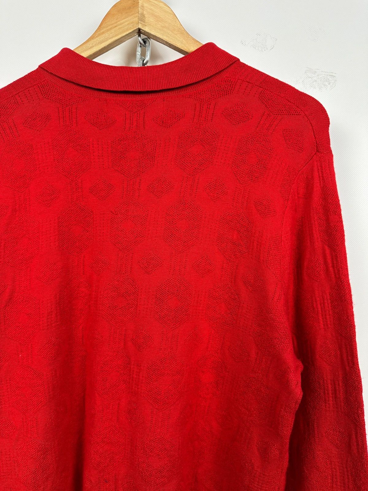 Fred Perry × Raf Simons RAF Simons X Fred Perry Red Silk Knit Sweater Size US XL / EU 56 / 4 - 12 Thumbnail