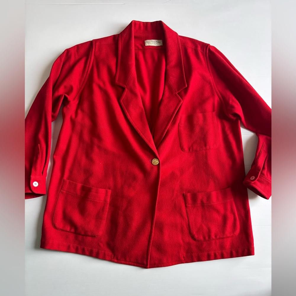Evan Picone Vintage Wool Evan Picone Red Blazer Jacket Size XL / US 12-14 / IT 48-50 - 1 Thumbnail
