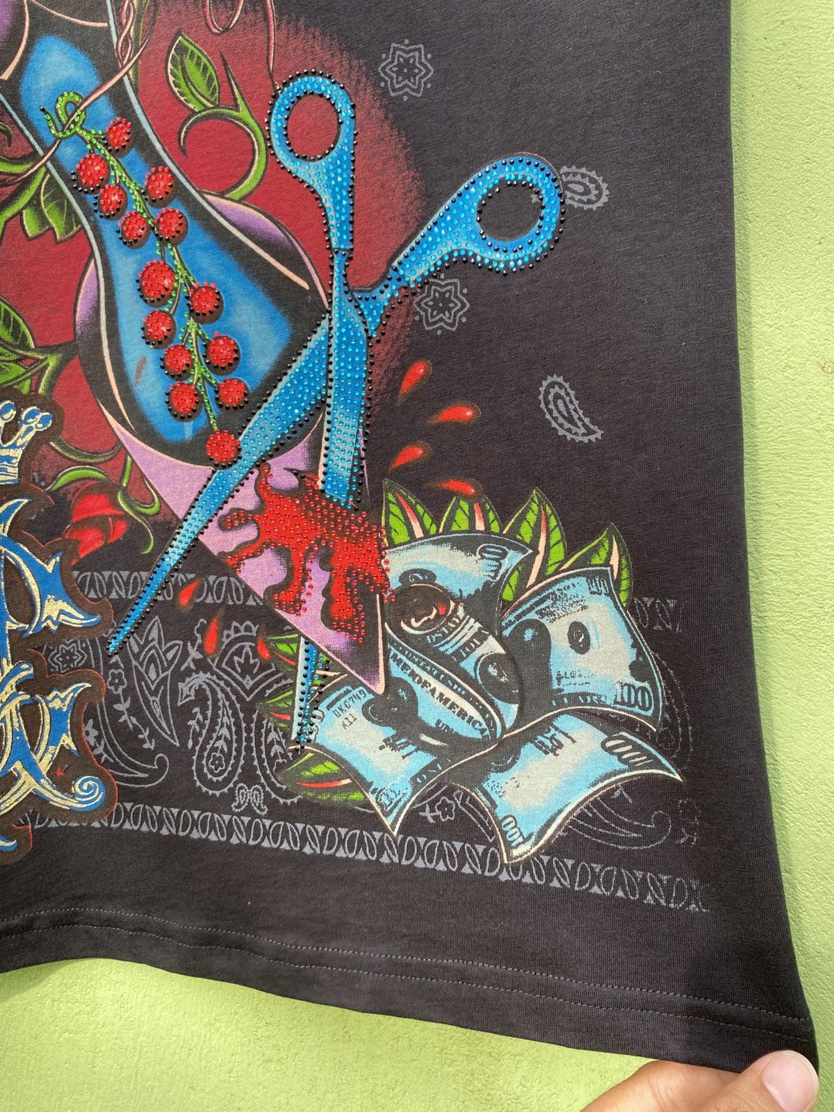 Christian Audigier Christian Audigier Tattoo Rose Scissor Design Front & Back Size L / US 10 / IT 46 - 7 Thumbnail