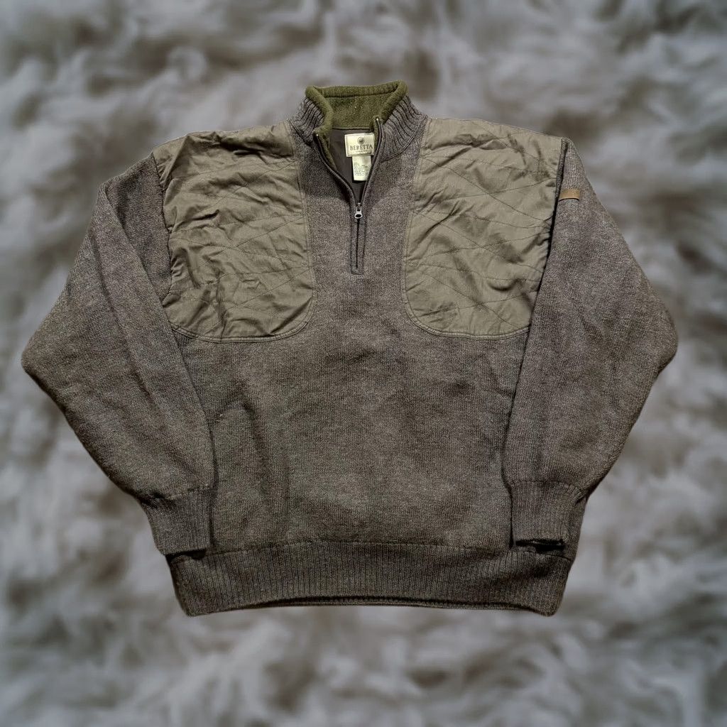 Vintage Beretta Sweater Mens 2XL Brown 1/4 Zip Shooting Hunting Pullover Outdoor Size US XXL / EU 58 / 5 - 1 Thumbnail