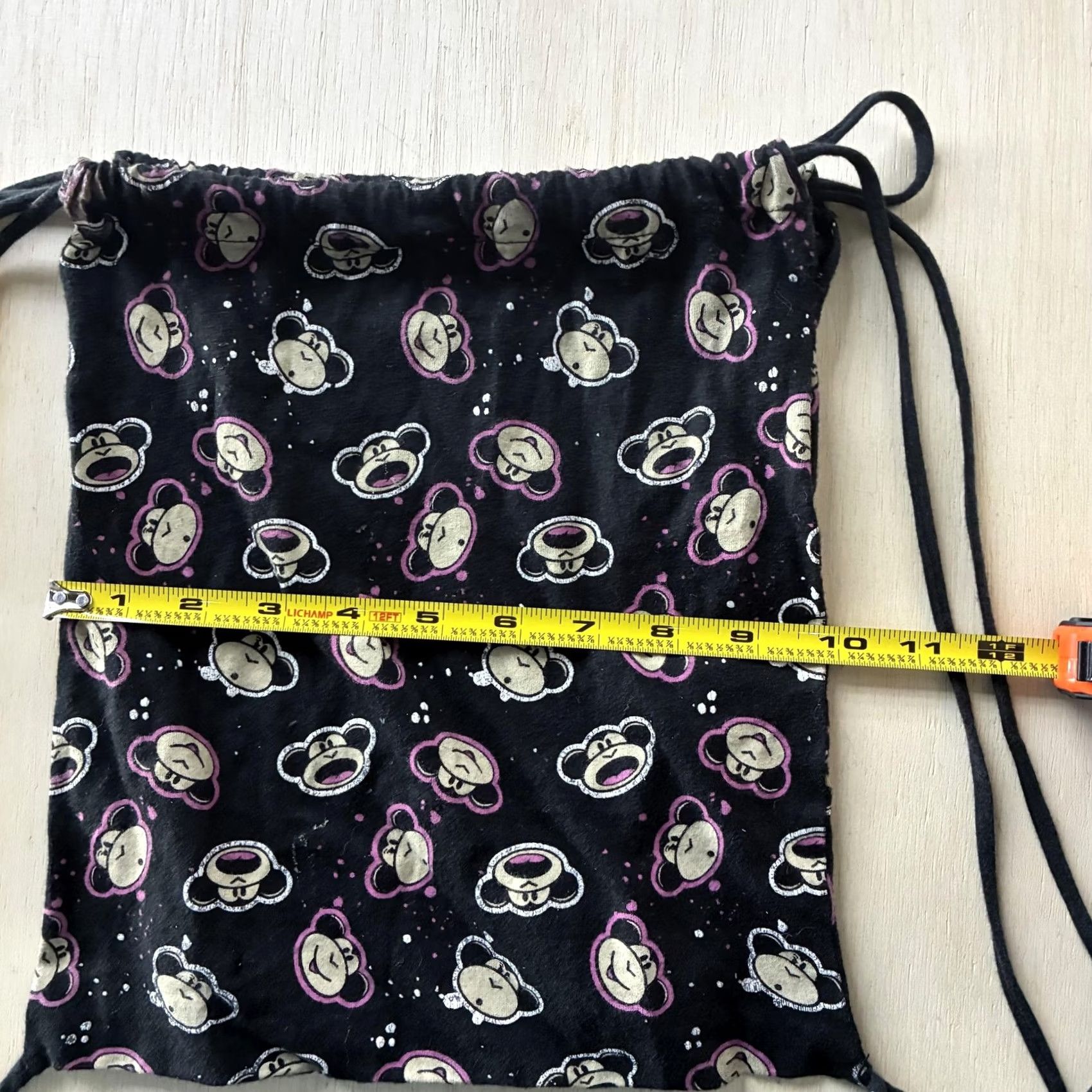 Vintage Bobby Jack Backpack Black 13" Girls Cotton Character Cartoon Drawstring Bag Size ONE SIZE - 4 Thumbnail