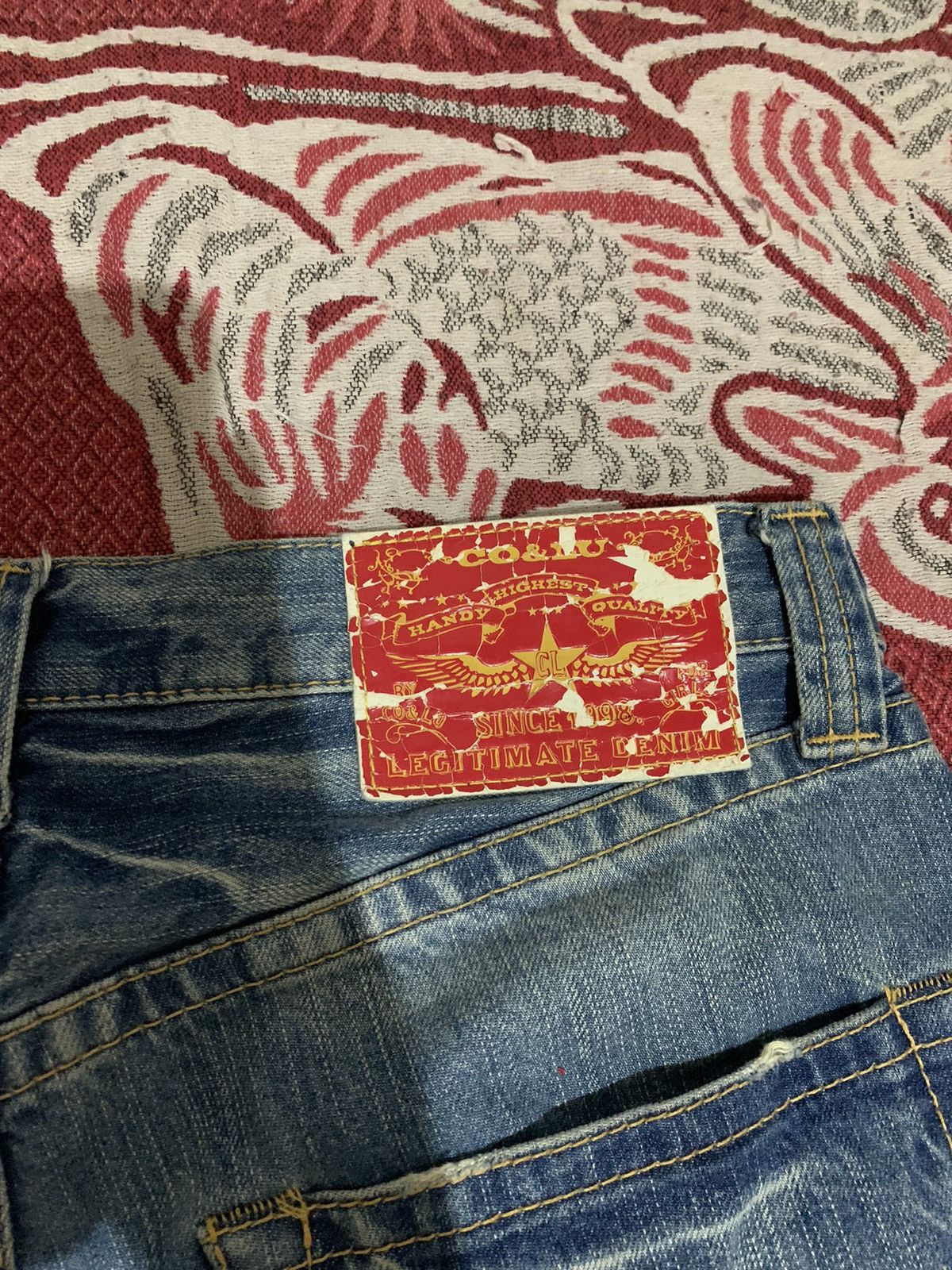 Japanese Brand Designer Co&Lu COCOLULU embroidery spellout logo jeans🔥 Size US 33 - 9 Thumbnail