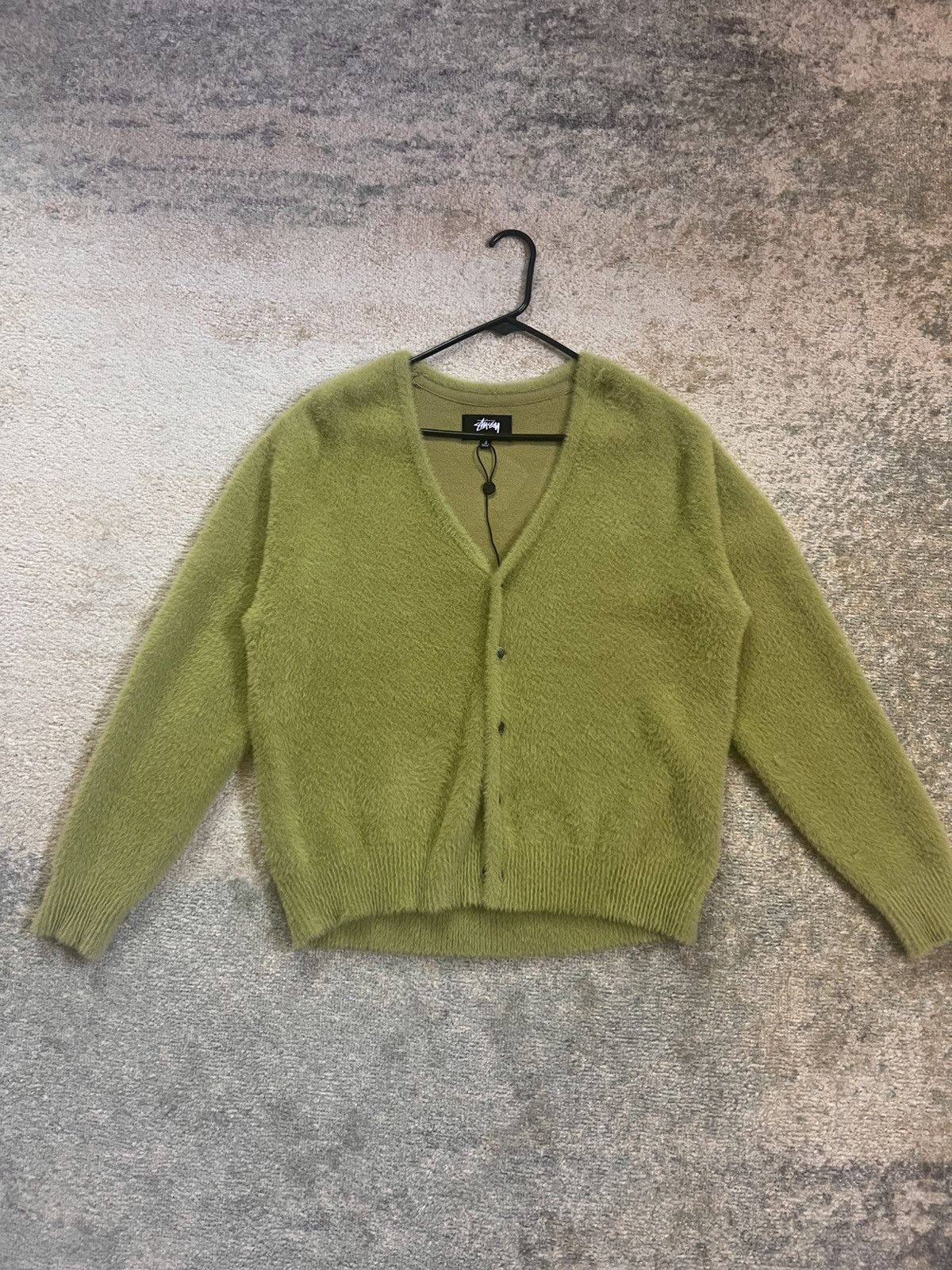 Stussy Shag Cardigan Lime Green FW21