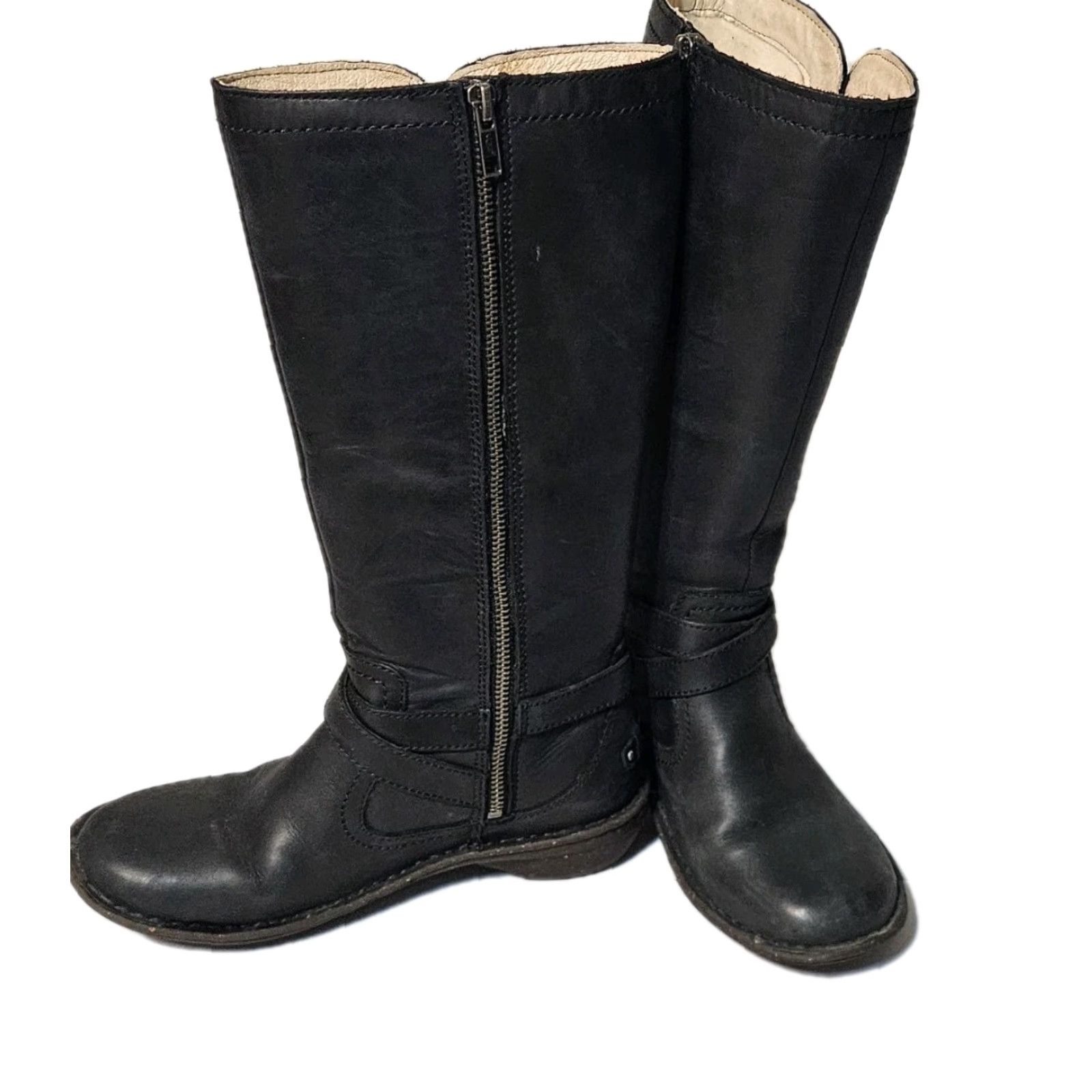 Ugg UGG Rosen Tall Black Leather Sheepskin Sherpa Lined Boots Size 7 Buckle #1005450 Size US 7 / IT 37 - 2 Thumbnail