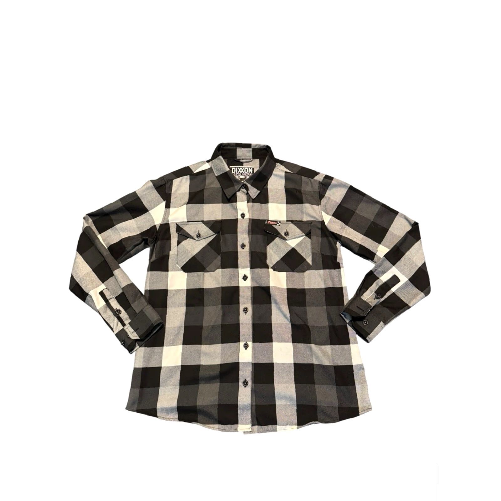 Vintage Dixxon Flannel Co The Finish Line Mens XL Button-Up Shirt Black White Gray Plaid Long Sleeve Collared Casual Workwear All Seasons Size US XL / EU 56 / 4 - 2 Thumbnail