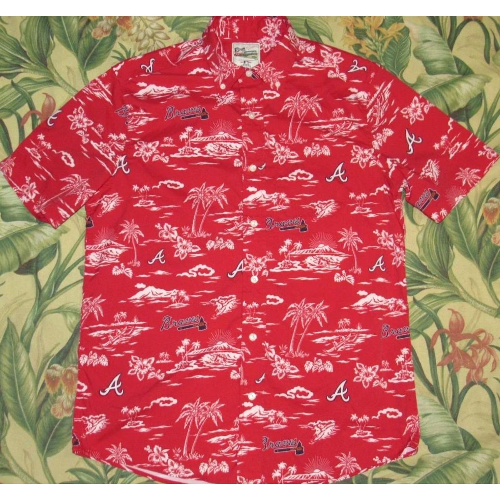 Reyn Spooner REYN SPOONER Atlanta Braves Short Sleeve Button Down Shirt Small Size US S / EU 44-46 / 1 - 2 Thumbnail