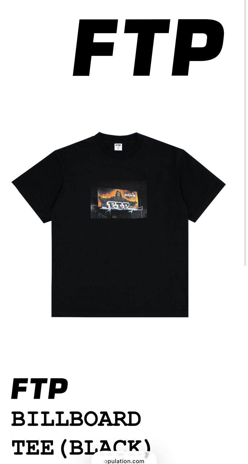 Fuck The Population FTP Ghostface billboard Tee Black Size L Size US L / EU 52-54 / 3 - 1 Thumbnail