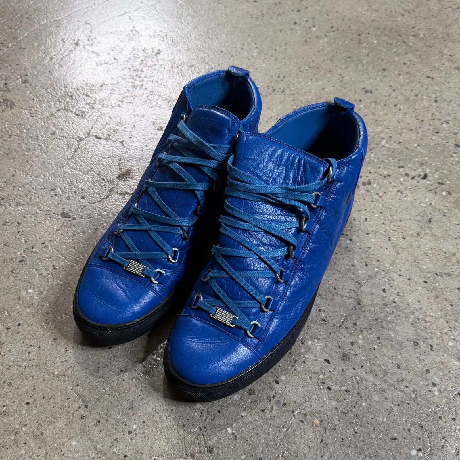 Balenciaga Balenciaga Leather Arena Sneakers (Blue) Size US 12 / EU 45 - 8 Thumbnail