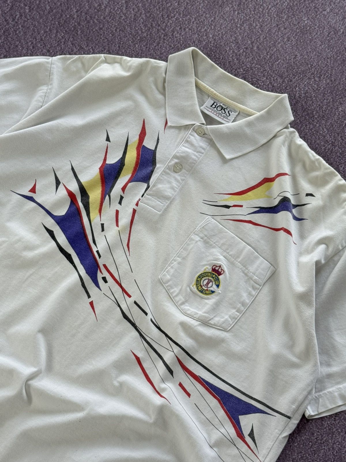 Vintage Vintage Multicolour Boss 90s Golfing Luxury Polo T-Shirt Size US XXL / EU 58 / 5 - 6 Thumbnail