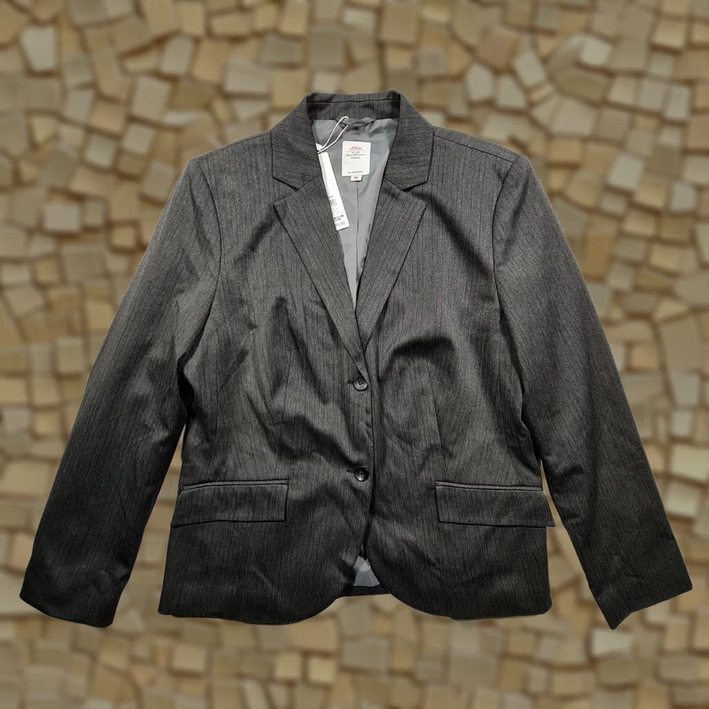 s.Oliver S.Oliver Womens Blazer Grey 20 UK Stripe Pattern Jacket Size 3XL / US 20-22 - 1 Thumbnail