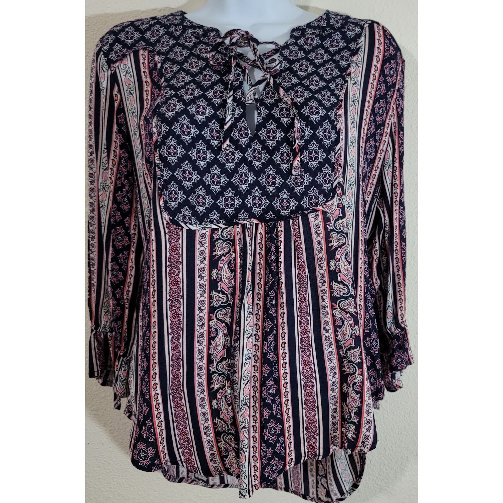 Other Cato Blue Pink Hi Low Hem Multi Print Top Medium Size M / US 6-8 / IT 42-44 - 1 Thumbnail