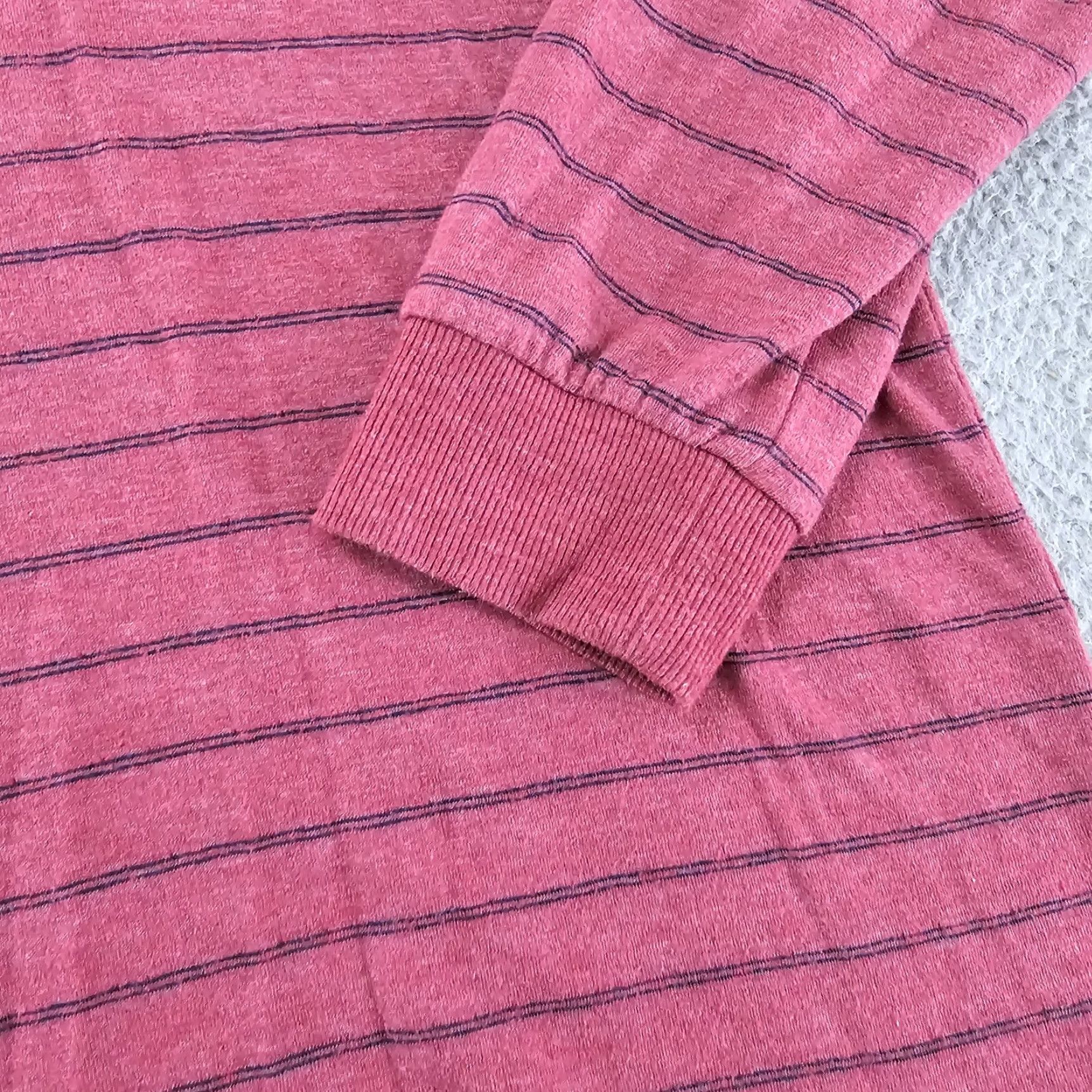 Marine Layer Marine Layer Shirt Adult L Red Striped Henley Long Sleeve Knit Pullover Button Cotton Mens Size US L / EU 52-54 / 3 - 5 Thumbnail