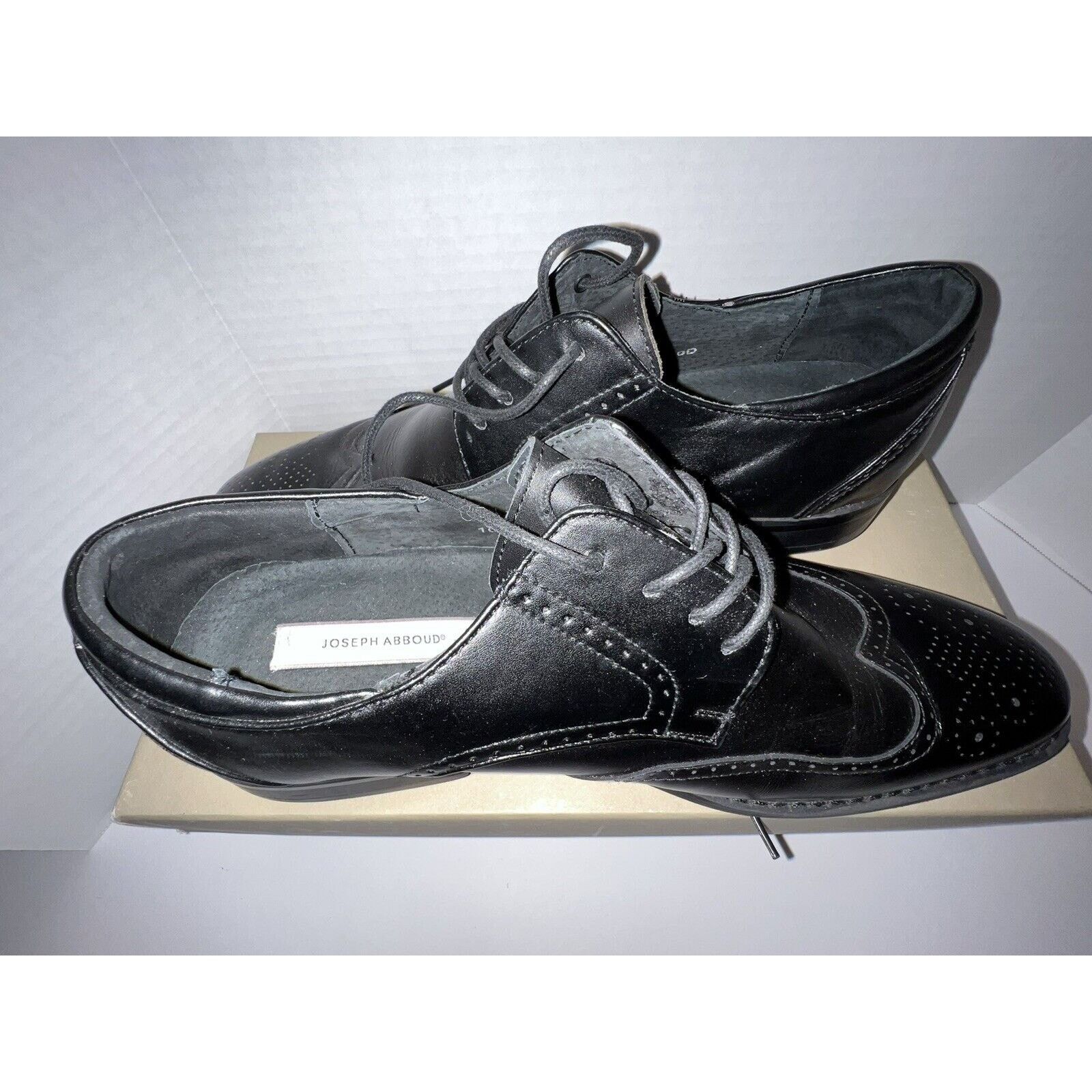 The Unbranded Brand Joseph Abound Men's Black Leather Wingtip Oxford Size 10D Size US 10 / EU 43 - 11 Thumbnail