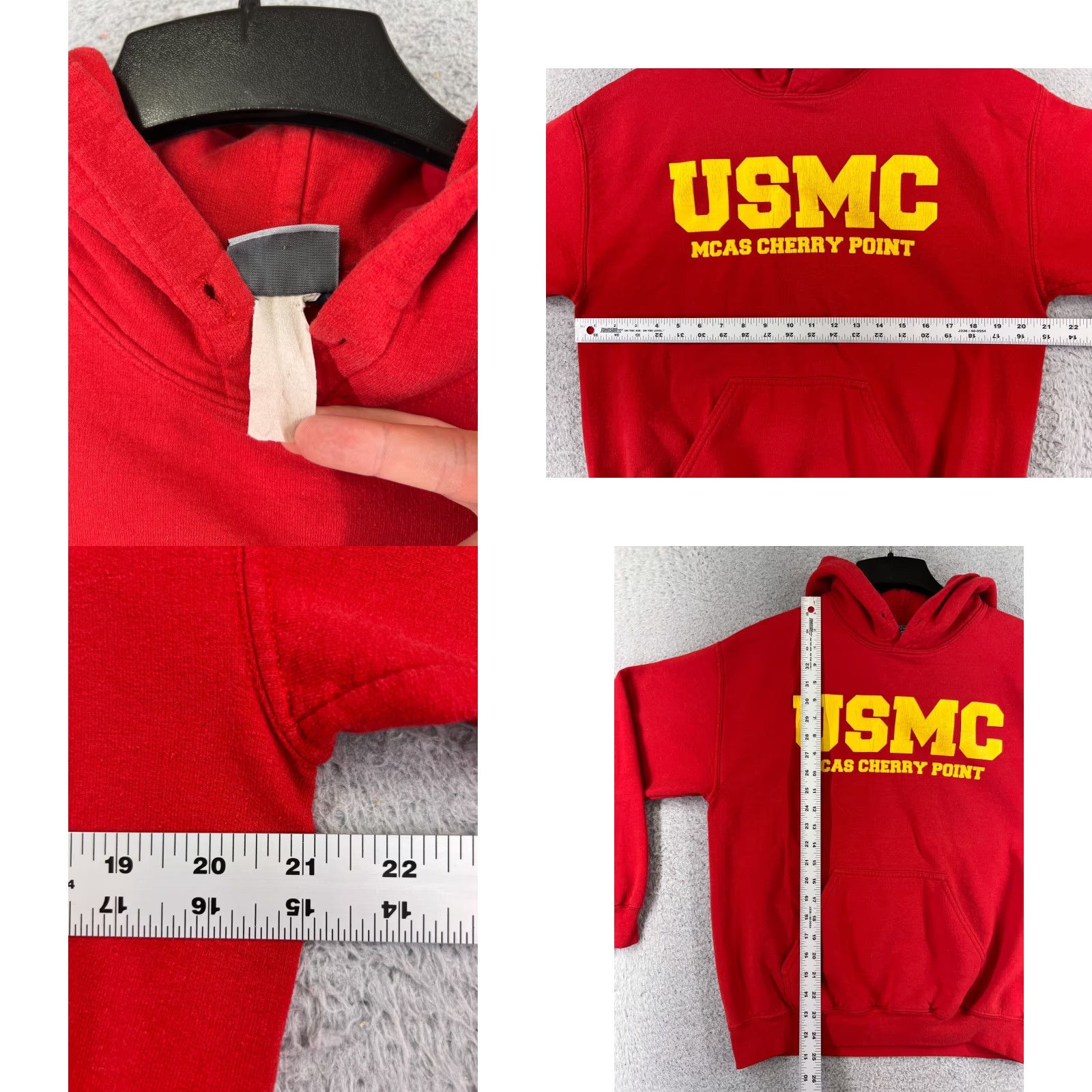 Vintage VINTAGE USMC Hoodie Mens Adult Medium Red Marines MCAS Cherry Point Pocket Read MV Sport Logo Jersey Cotton Pullover Crew Neck Long Sleeve Size US M / EU 48-50 / 2 - 8 Thumbnail