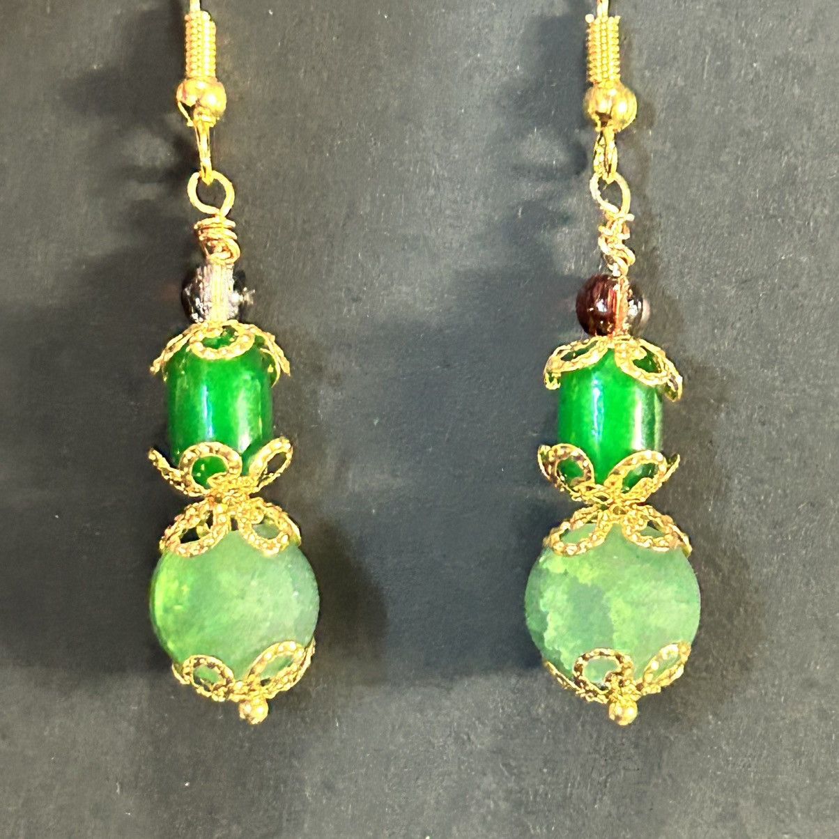 Handmade Handcrafted crackle glass cat eye barrel earrings Size ONE SIZE - 3 Thumbnail