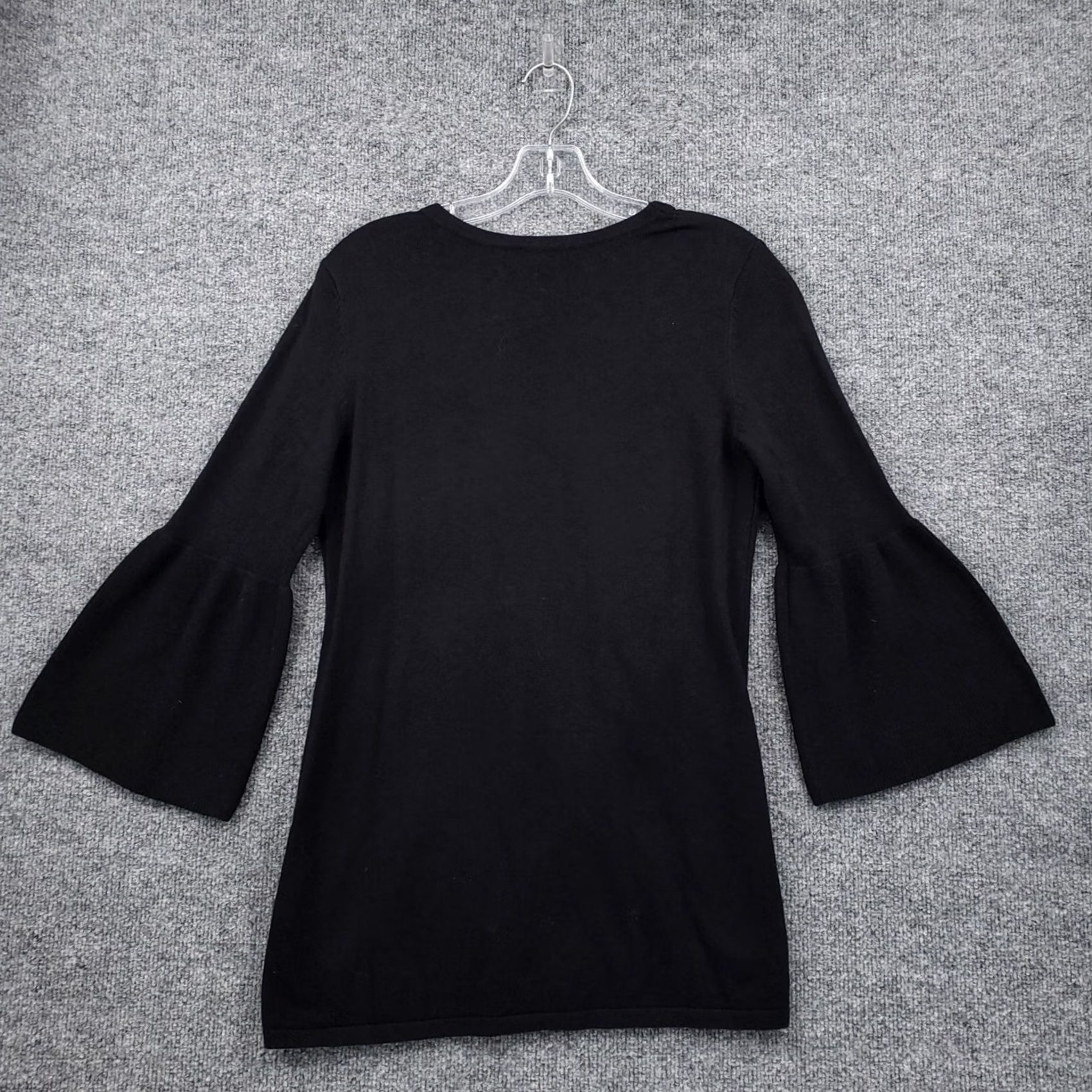Vintage Halston Top Womens XS Black Bell Sleeve V-Neck Shirt Size XS / US 0-2 / IT 36-38 - 2 Thumbnail