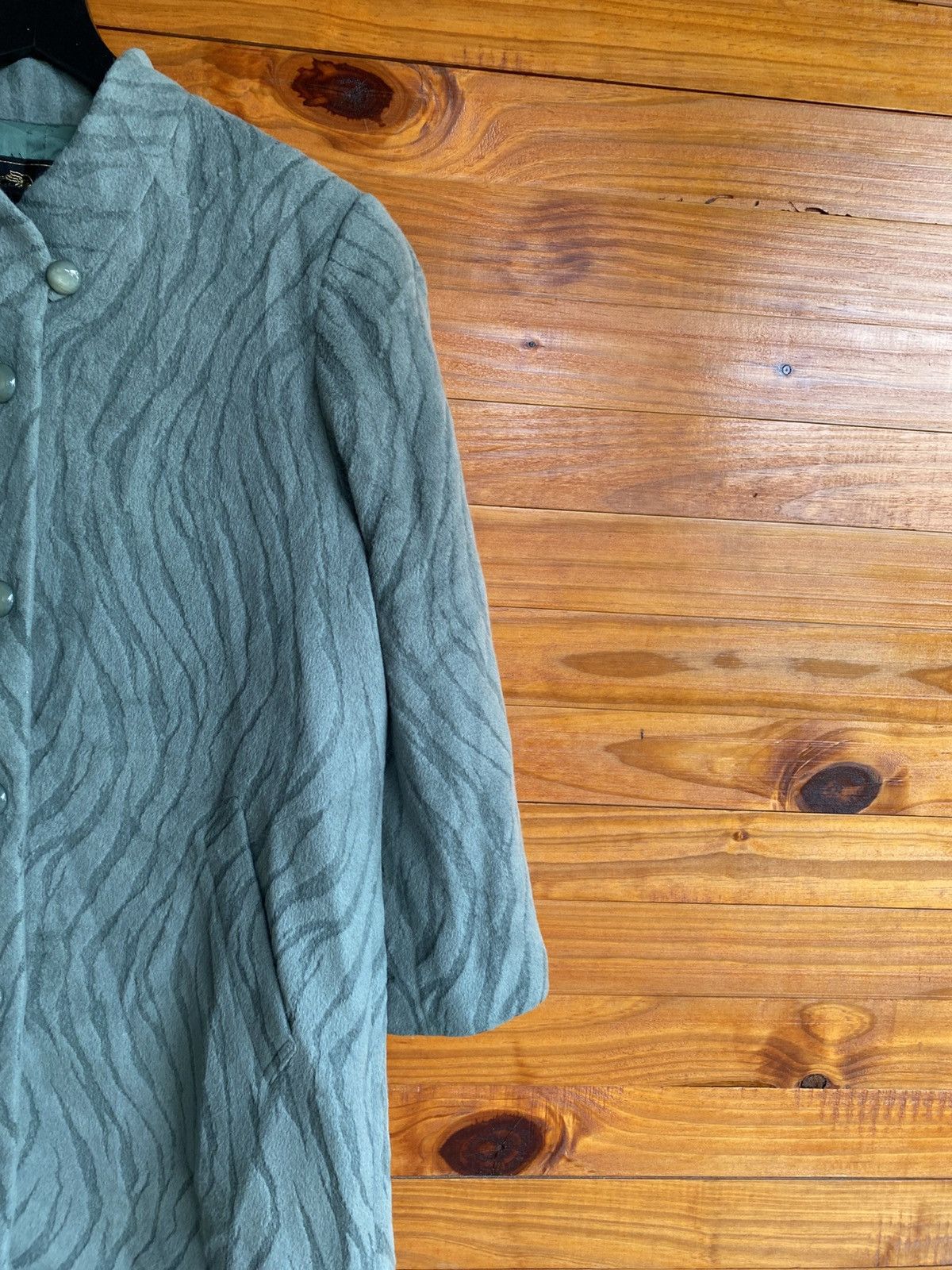 Agora Vintage Angora Wool Textured Green Long Coat – Made in Japan Size S / US 4 / IT 40 - 7 Thumbnail