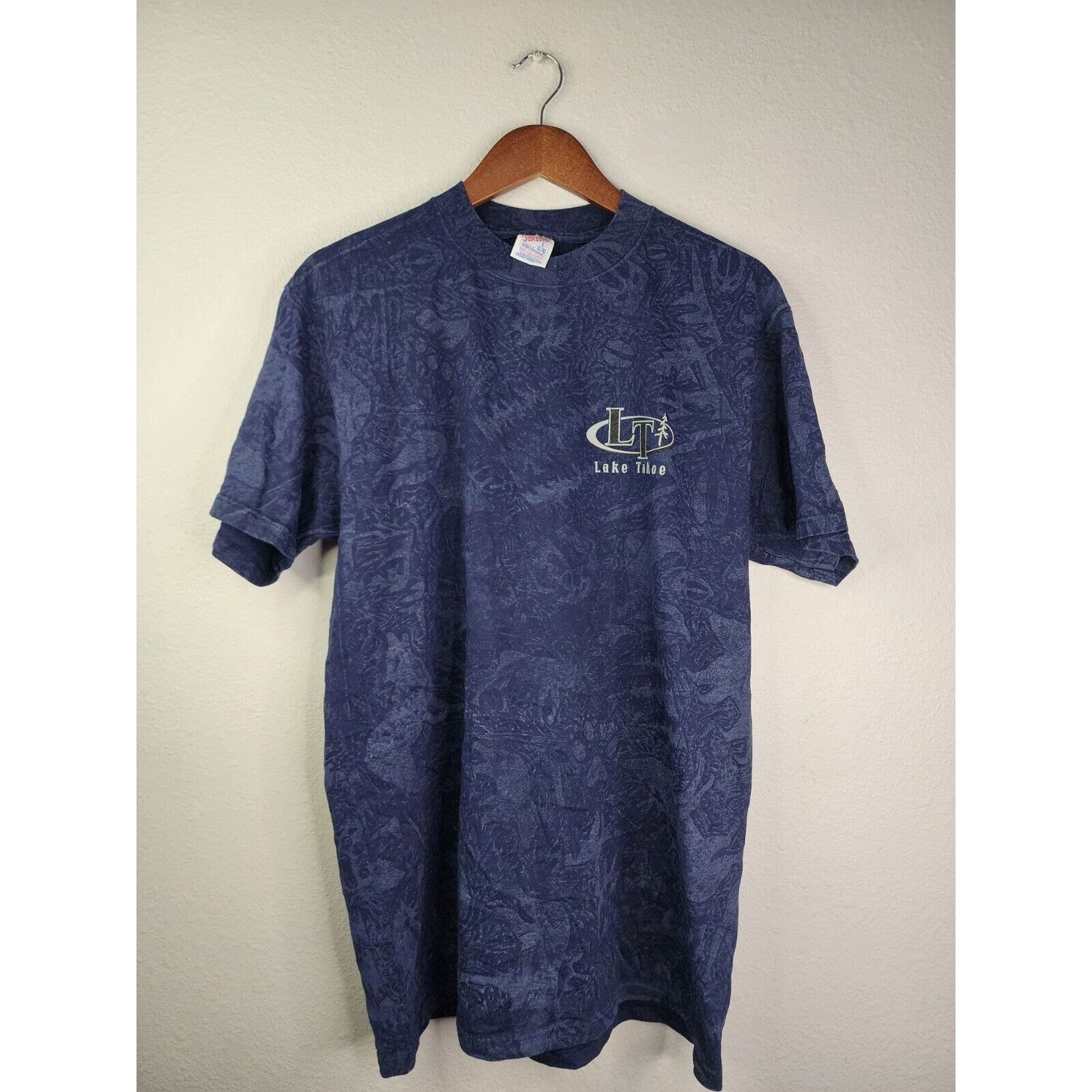 Jerzees Vintage Lake Tahoe Shirt AOP All Over Animal Blue Tee 90s L Size US L / EU 52-54 / 3 - 1 Thumbnail