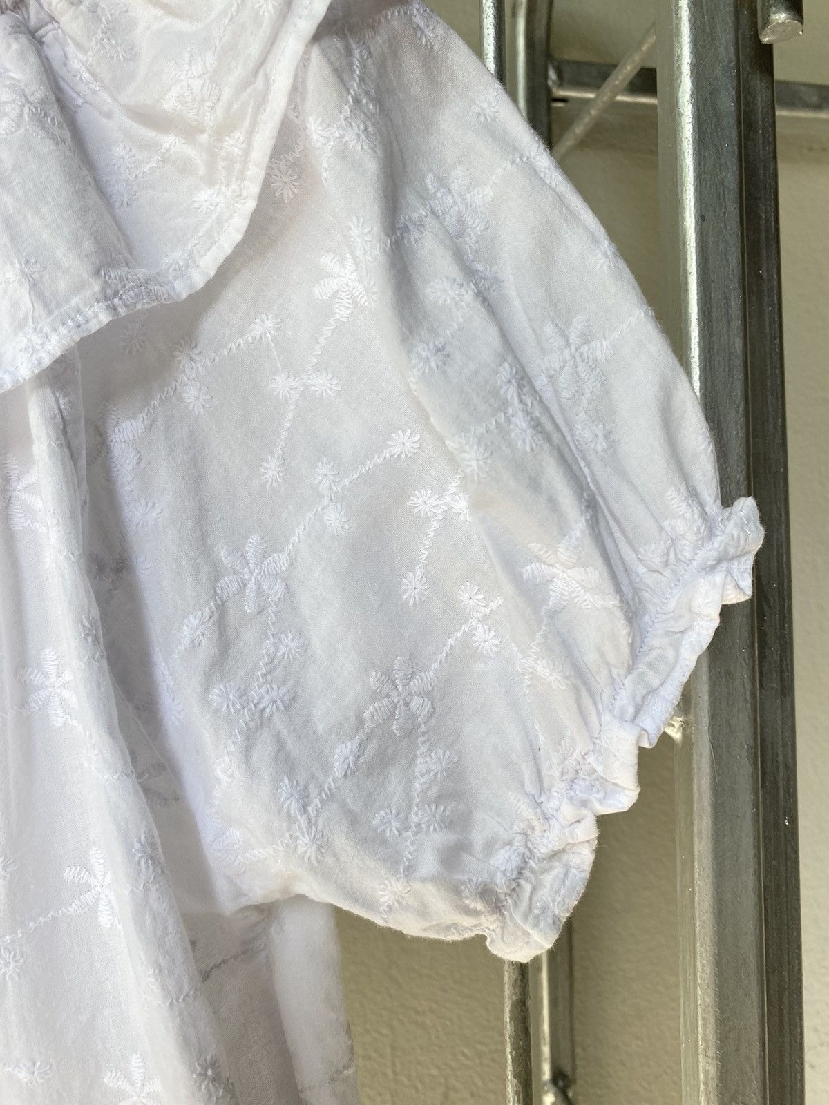 Nina Ricci Ricca ricca White Embroidered Puff Sleeve Blouse Size M / US 6-8 / IT 42-44 - 8 Thumbnail