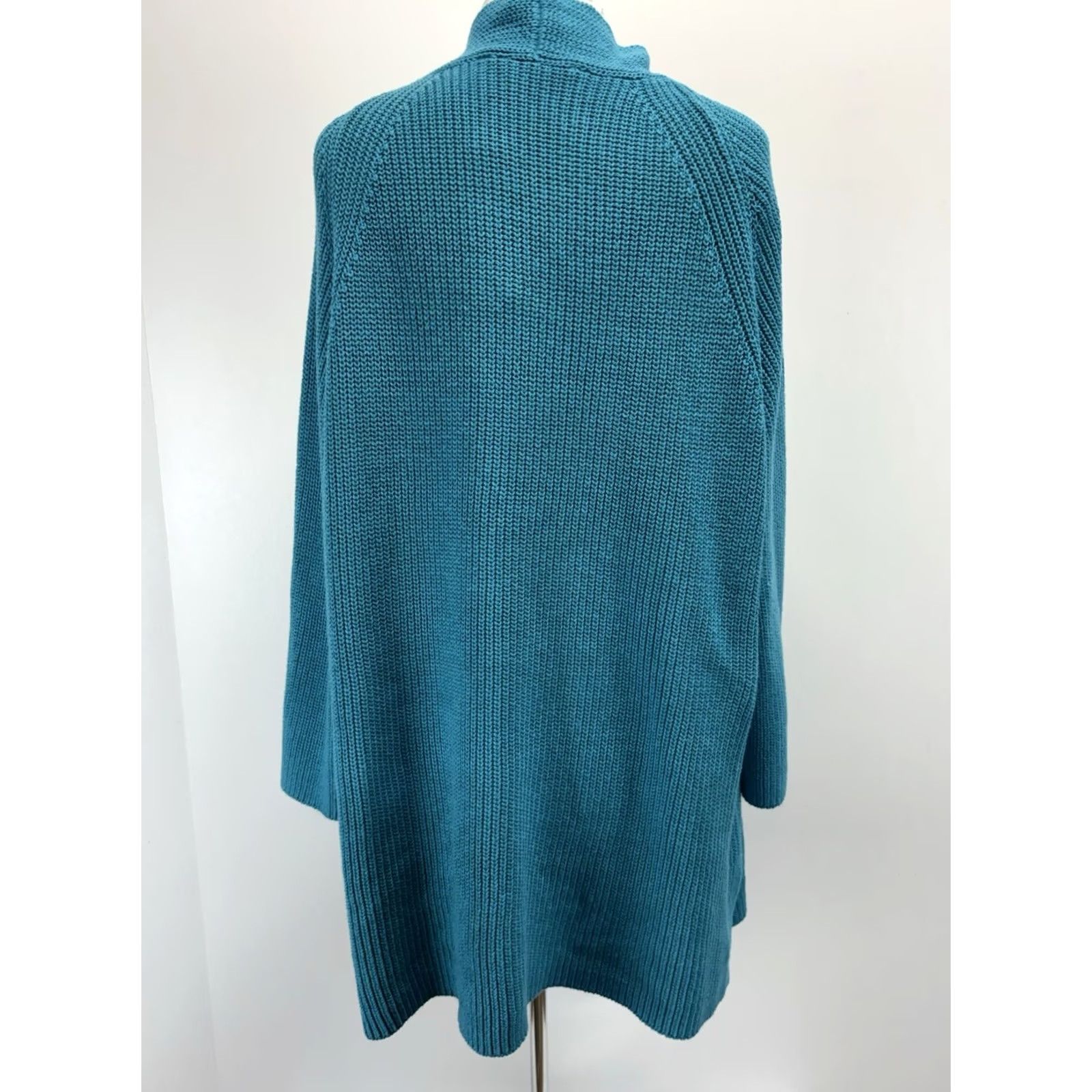 Soft Surroundings Soft Surroundings Cardigan Sweater Women’s 3X Plus Teal Chunky Knit Open Knit Style Long Sleeve Solid Cotton Blend Vintage No Womens Size XXL / US 16-18 / IT 52-54 - 3 Thumbnail