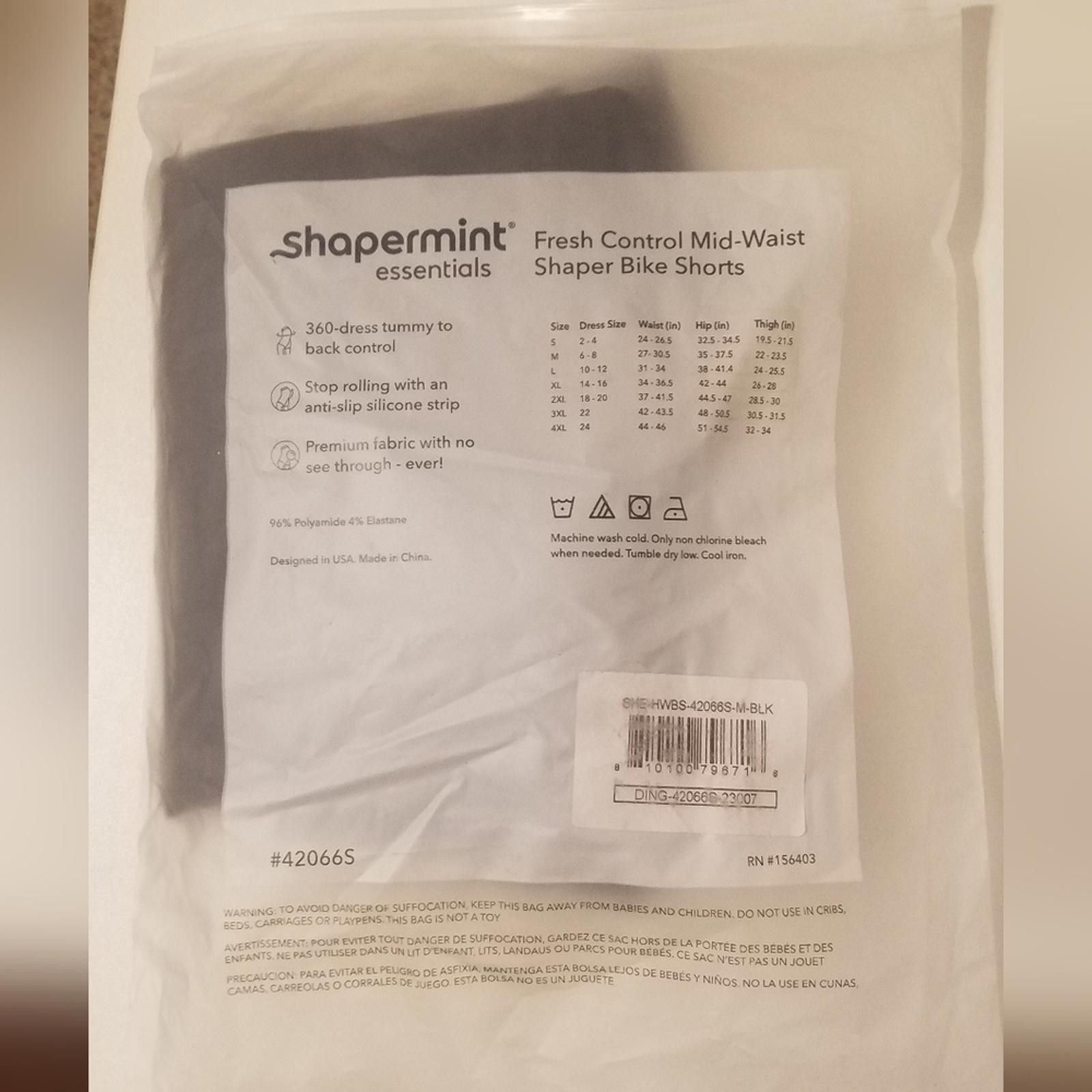 Designer NWT Shapermint Essentials Black Mid-Waist Shaper Shorts Med Size ONE SIZE - 2 Thumbnail