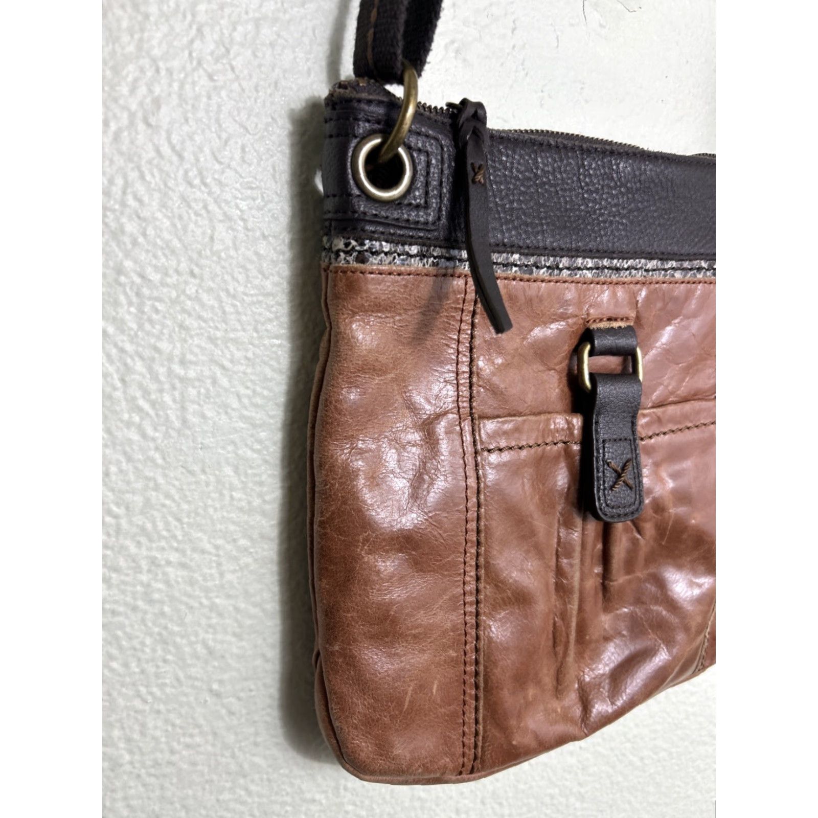 The Sak The Sak Light Brown Leather Purse Crossbody Boho 11x11x3" Ladies Browns Crossbody Bag Boho Leather Purse Women Size ONE SIZE - 2 Thumbnail