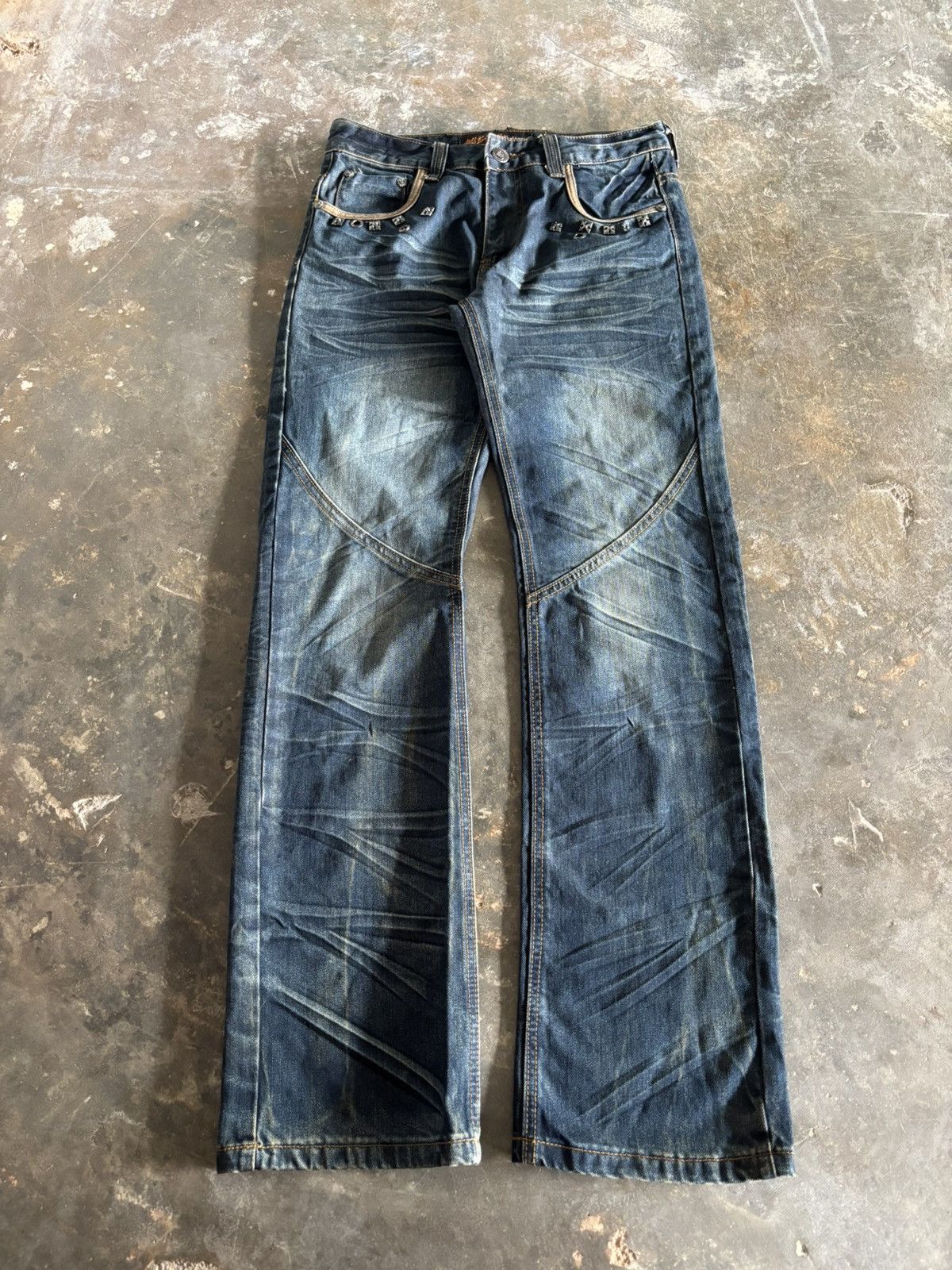 Hysteric Glamour Washed rusty whiskered jeans western bikers style grunge Size US 30 / EU 46 - 1 Thumbnail