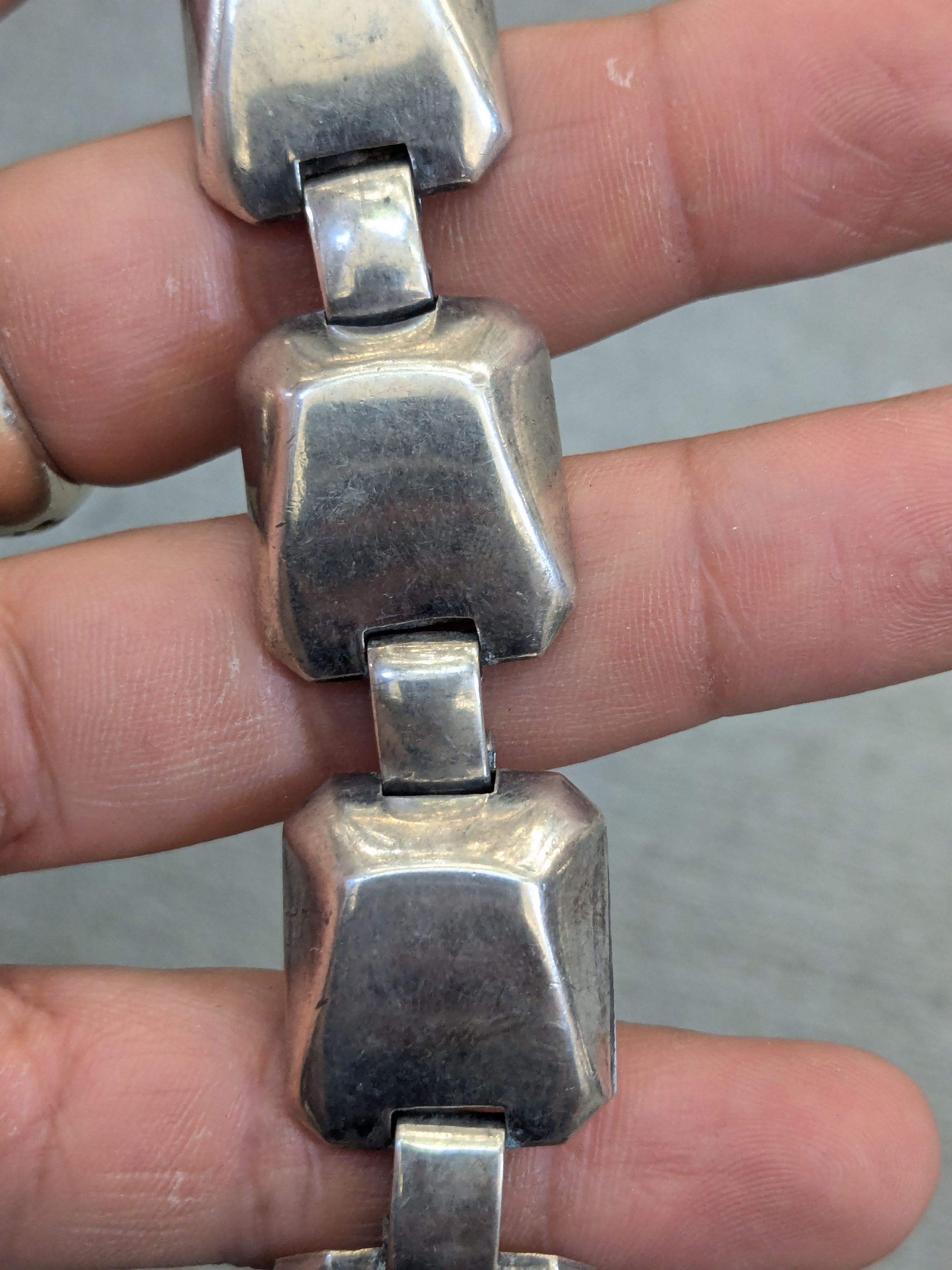 Sterling Silver Vintage Sterling Silver Bracelet Square Modern Abstract Size ONE SIZE - 15 Thumbnail