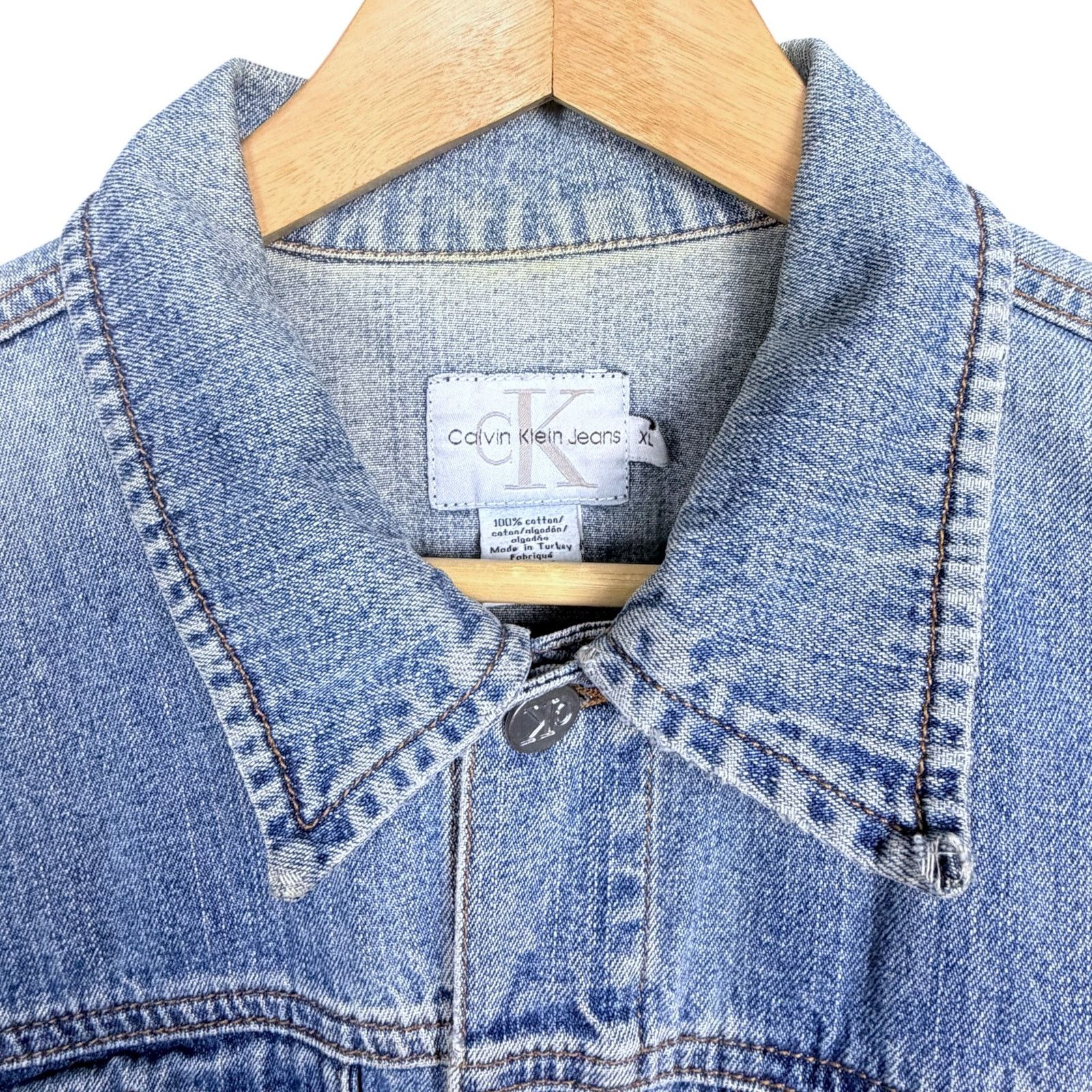 Calvin Klein Vintage 90s Calvin Klein Women's XL Blue Jean Denim Jacket Size XL / US 12-14 / IT 48-50 - 3 Thumbnail