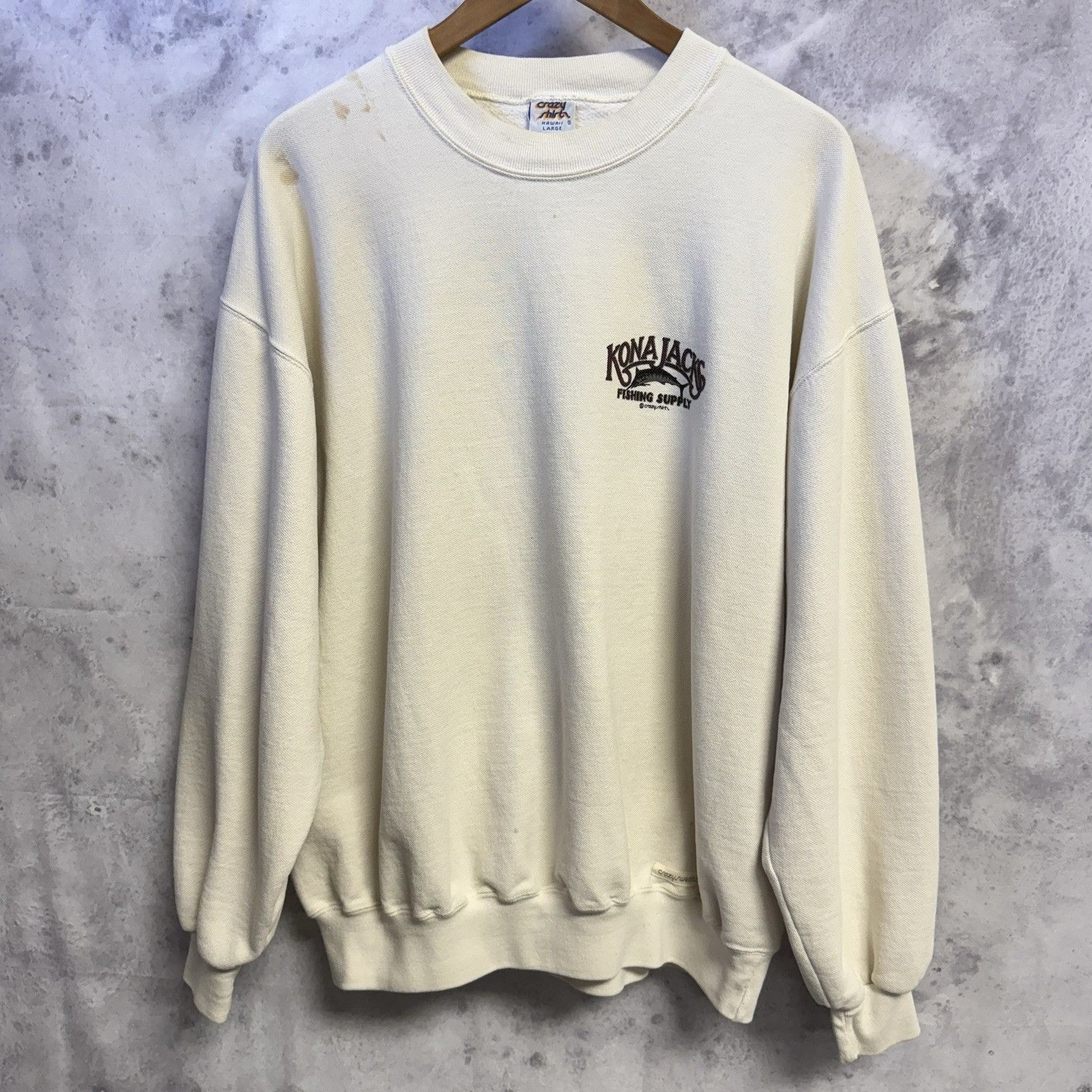 Vintage Vintage 90s Crazy Shirt Sweatshirt Kona Jacks Fishing White Size US L / EU 52-54 / 3 - 2 Thumbnail