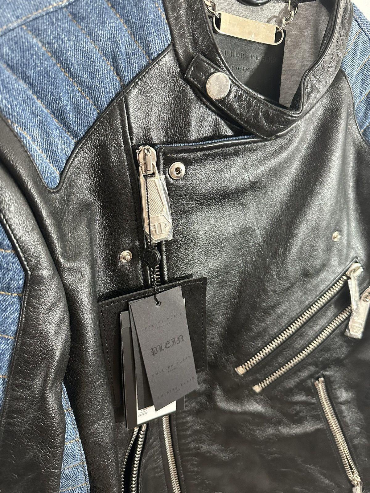Philipp Plein Philipp Plein Leather x Denim Jacket Size US L / EU 52-54 / 3 - 3 Thumbnail