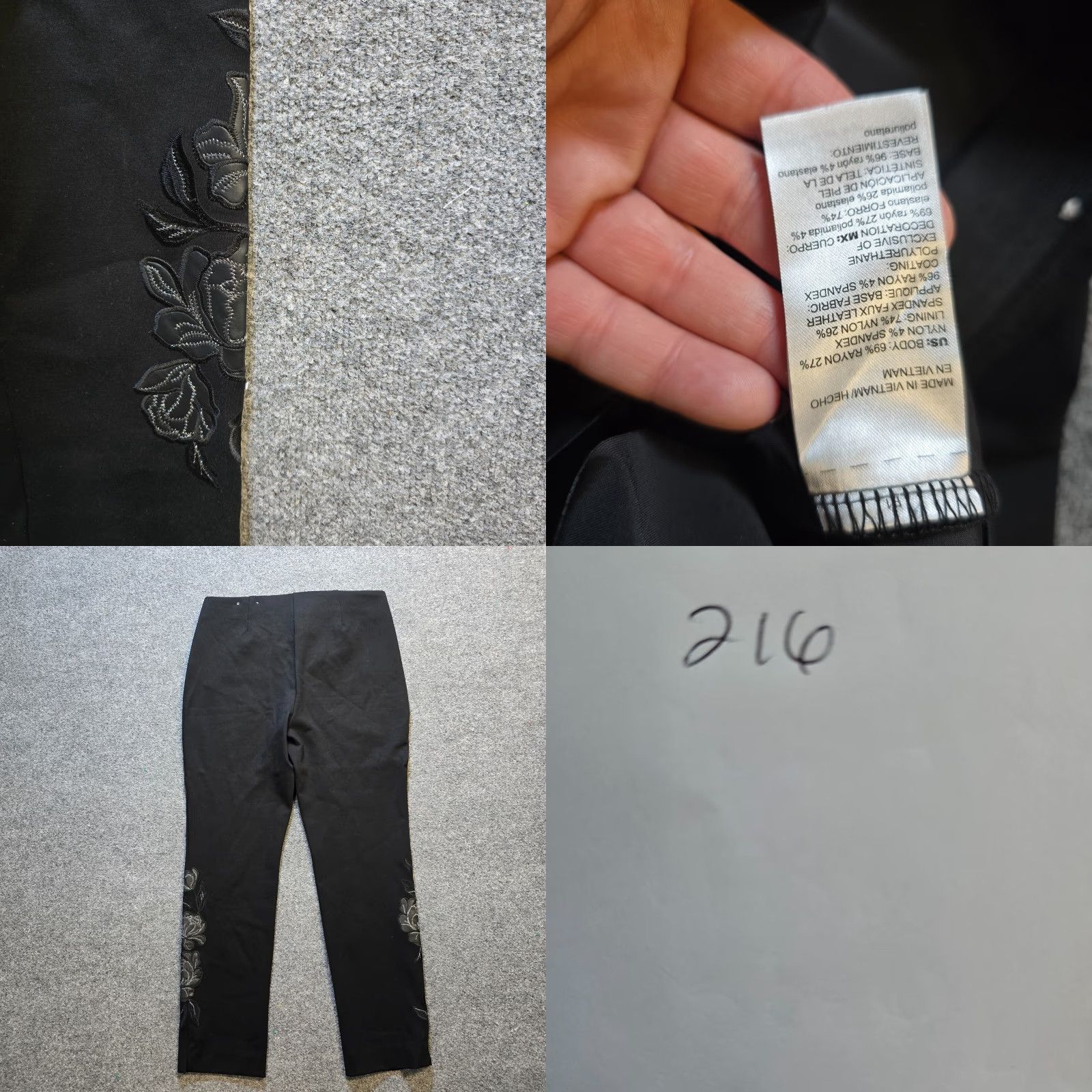 Vintage Chicos Pants Womens Size 12 Black Floral Embroidery Skinny Boho Career Casual Shirt Dress Pants Womens Boys Girls Mens Size 34" / US 12 / IT 48 - 8 Thumbnail