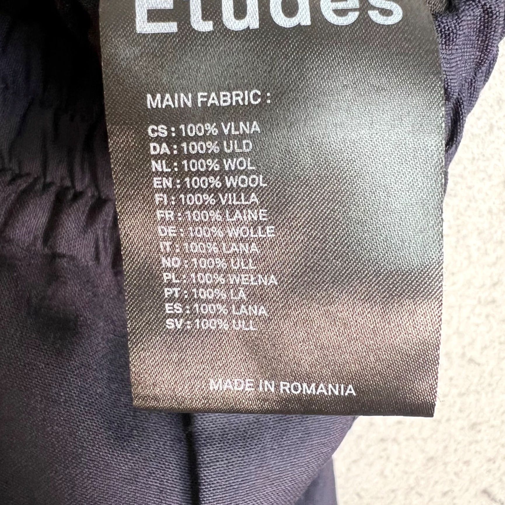 VINTAGE Études Navy Wool Pants 48 Men's Wool Chino Flat Front Relaxed Fit Elastic Waistband With Pocket size 48 Navy Mens Pants 90s (if applicable)
