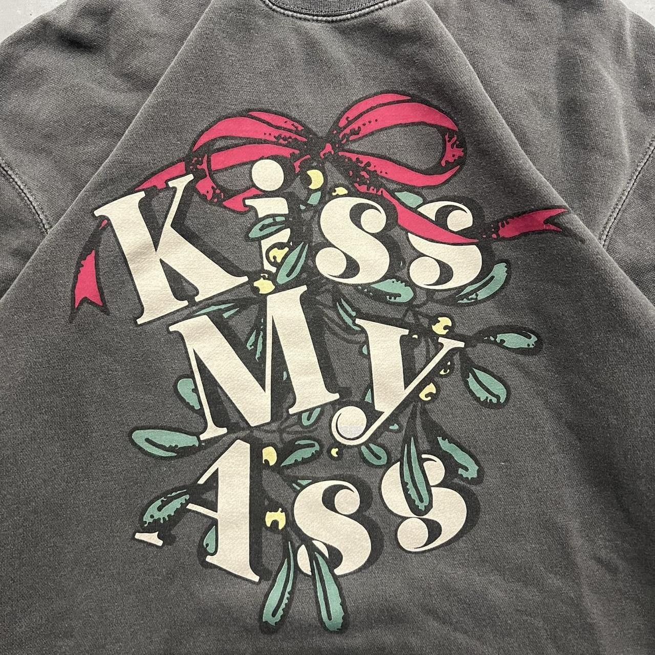 Vintage Crazy Vintage Y2K/2000s Kiss My Ass Christmas Dark Grey Sweatshirt! Size US L / EU 52-54 / 3 - 2 Thumbnail